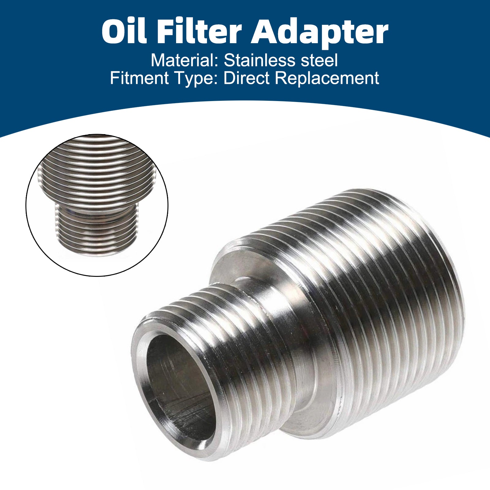JXSS0116-SS Oil Filter Adapter 13/16"-16 to 1 1/8"-16 1R-1807