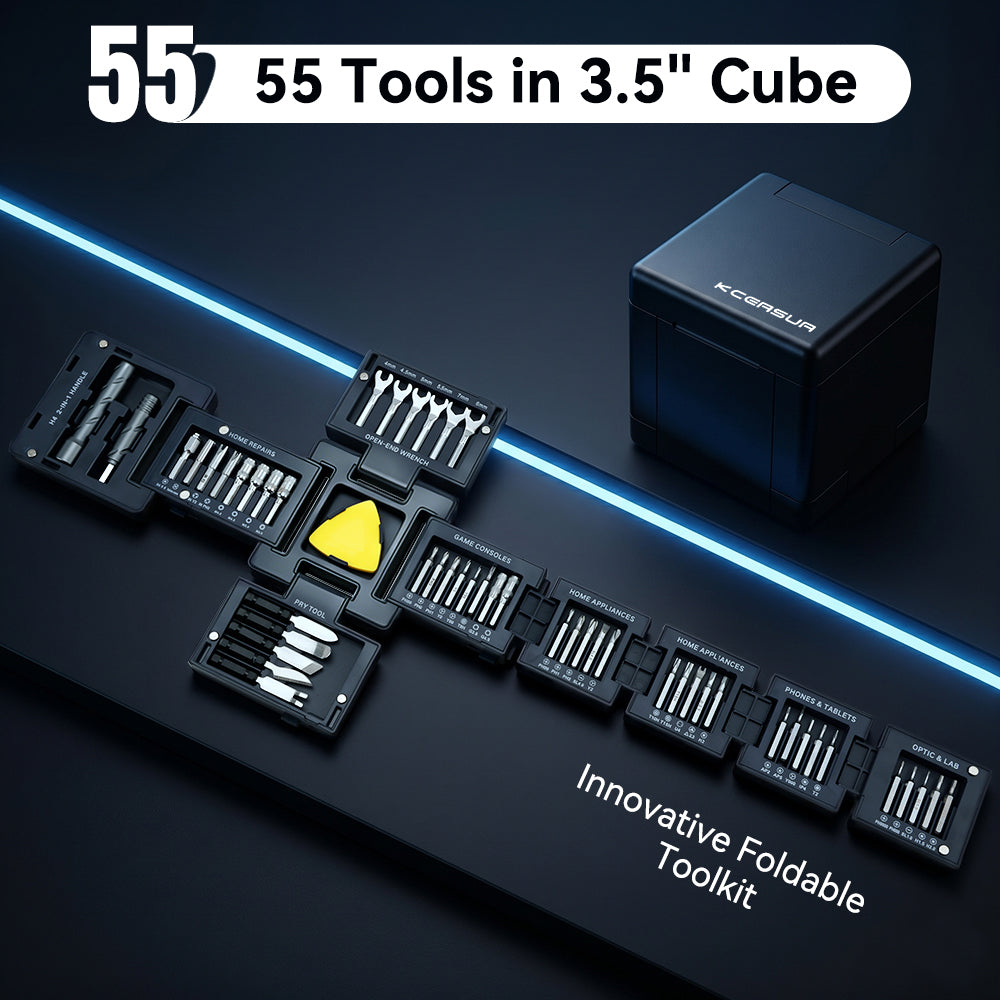 Unfold the All-in-One Home & Precision Toolkit 55 Pieces tools Screwdriver Set for iPhone