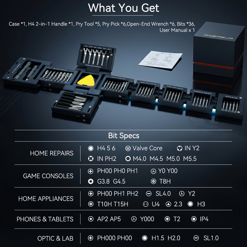 Unfold the All-in-One Home & Precision Toolkit 55 Pieces tools Screwdriver Set for iPhone