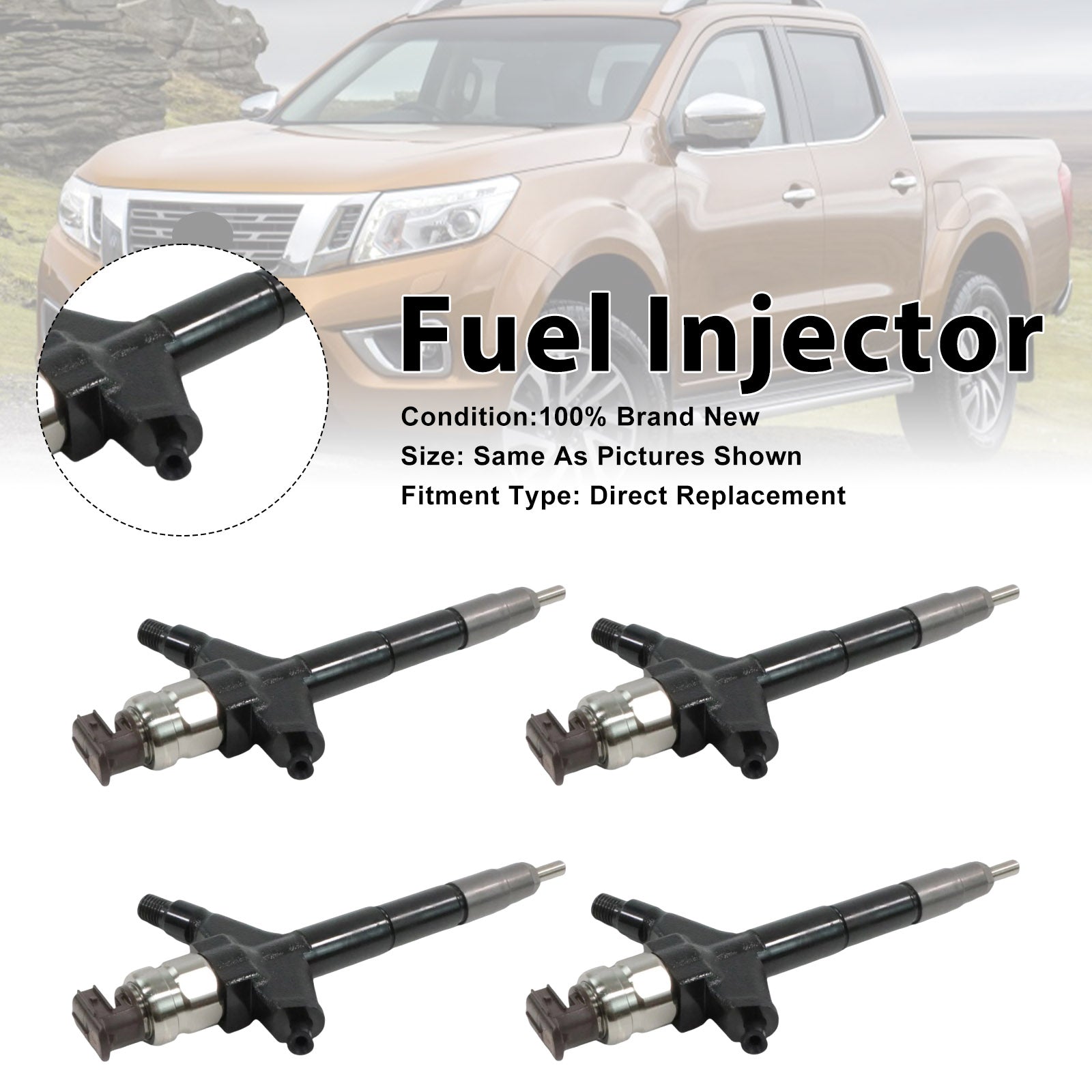 4Pcs Fuel Injector For Nissan Navara NP300 295050-1060 16600-3XN0A