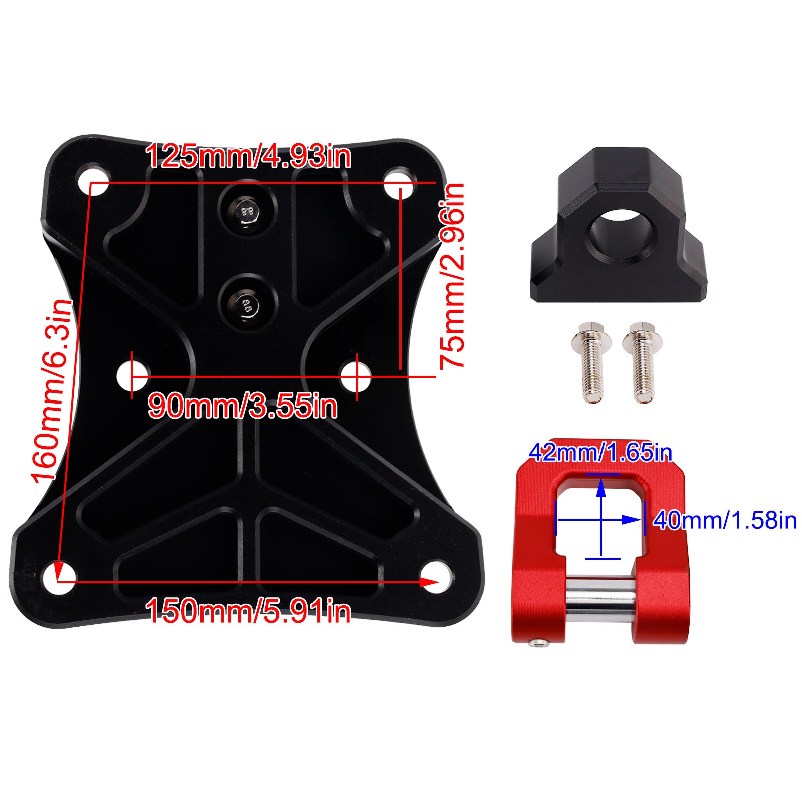 Rear Radius Rod Plate D-Ring Shackle Tow Hook For Yamaha Maverick X3 900 X Max