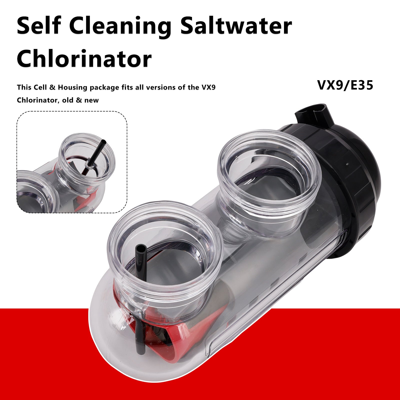 Saltwater Chlorinator Replacement Cell with Cell Housing For Astral/Hurlcon VX9/E35