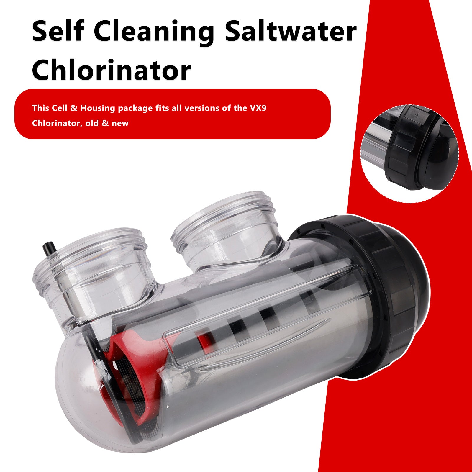 Saltwater Chlorinator Replacement Cell with Cell Housing For Astral/Hurlcon VX9/E35