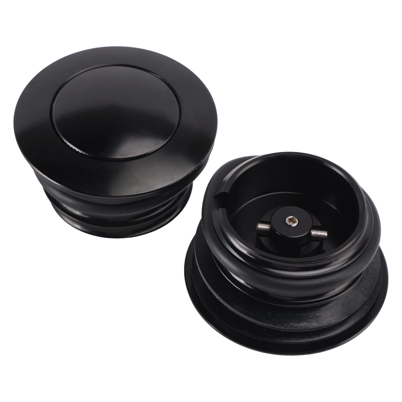 Black Pop-Up Gas Cap Set Vented For Softail Dyna Road King FXR 1982-2010