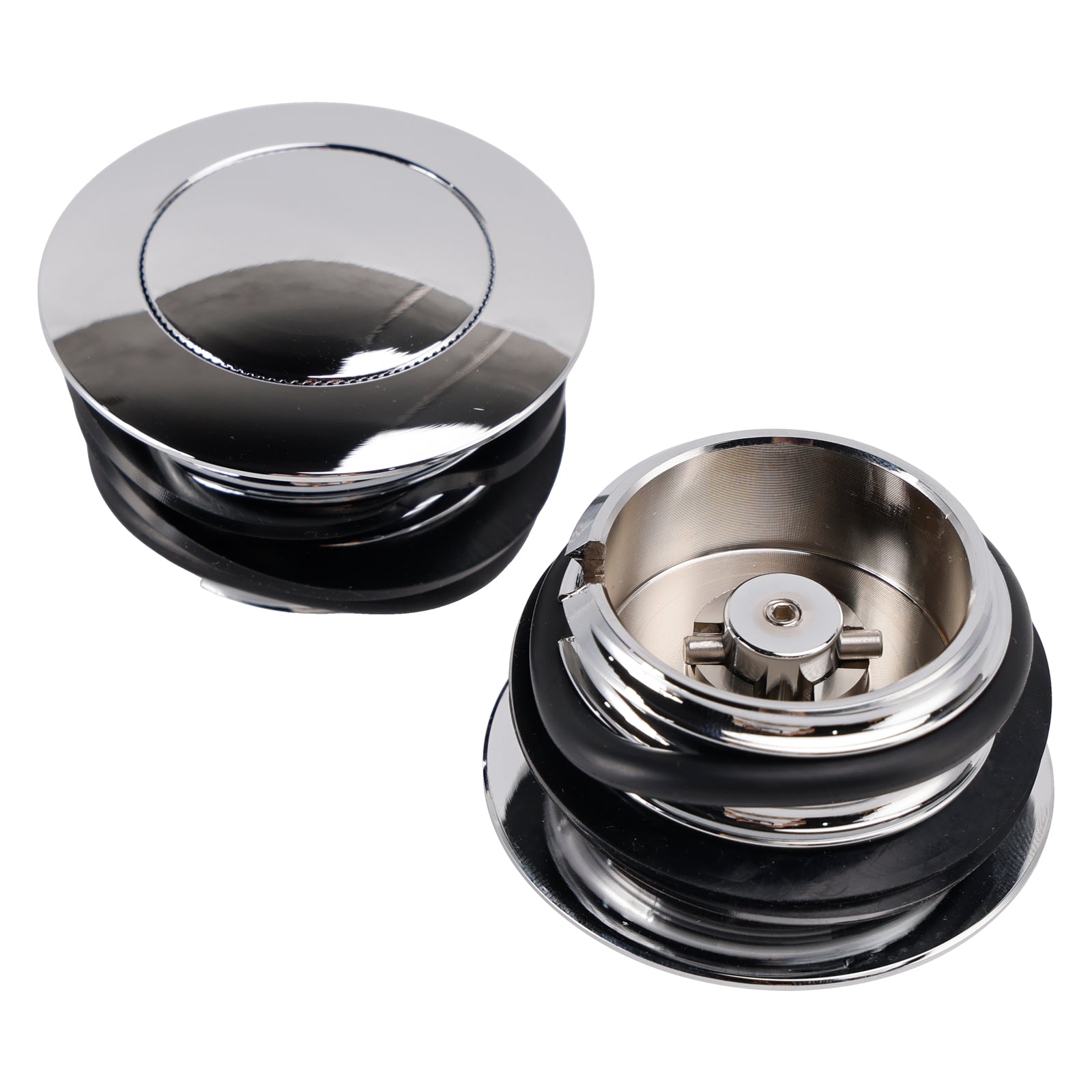 Chrome Pop-Up Gas Cap Set Vented For Softail Dyna Road King FXR 1982-2010