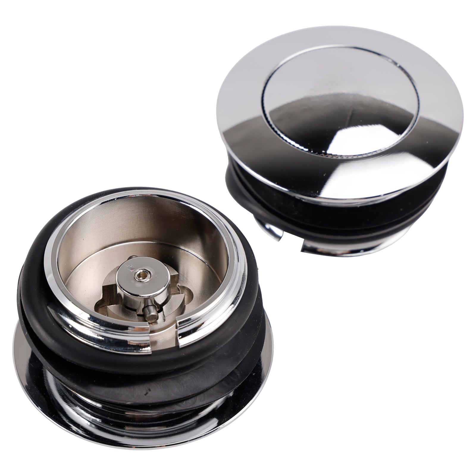 Chrome Pop-Up Gas Cap Set Vented For Softail Dyna Road King FXR 1982-2010