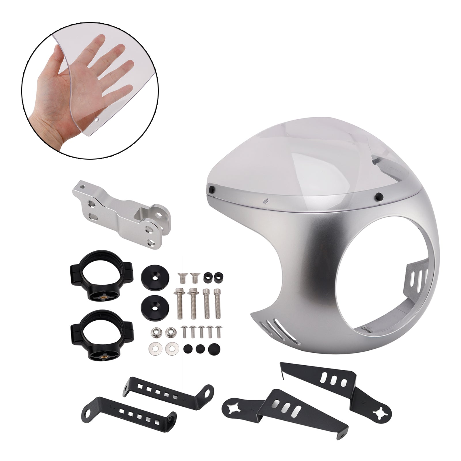 Windshield WindScreen fit for BMW R NINE T 2014-2024 Silver+Clear
