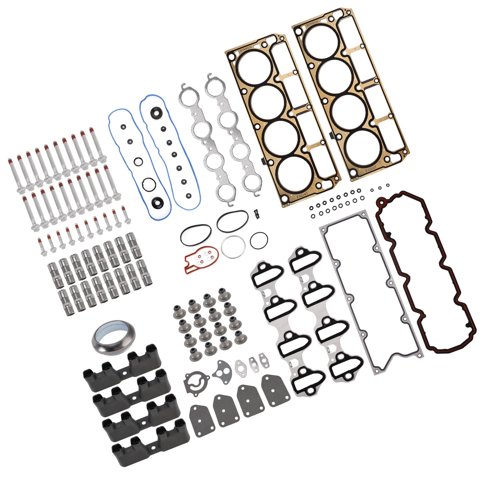 NON-AFM Lifters Kit Head Gasket Set Head Bolts Lifters & Guides for Chevy 5.3