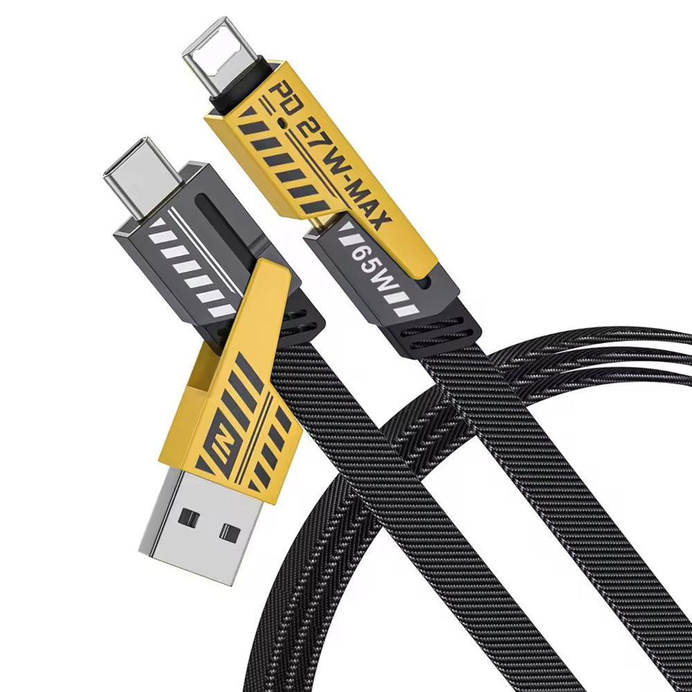 1M Data Cable 4-in-1 PD65W Multi-Function Type-C Charging Cable Fast Charger Cable for iPhone/Samsung/Android Phones
