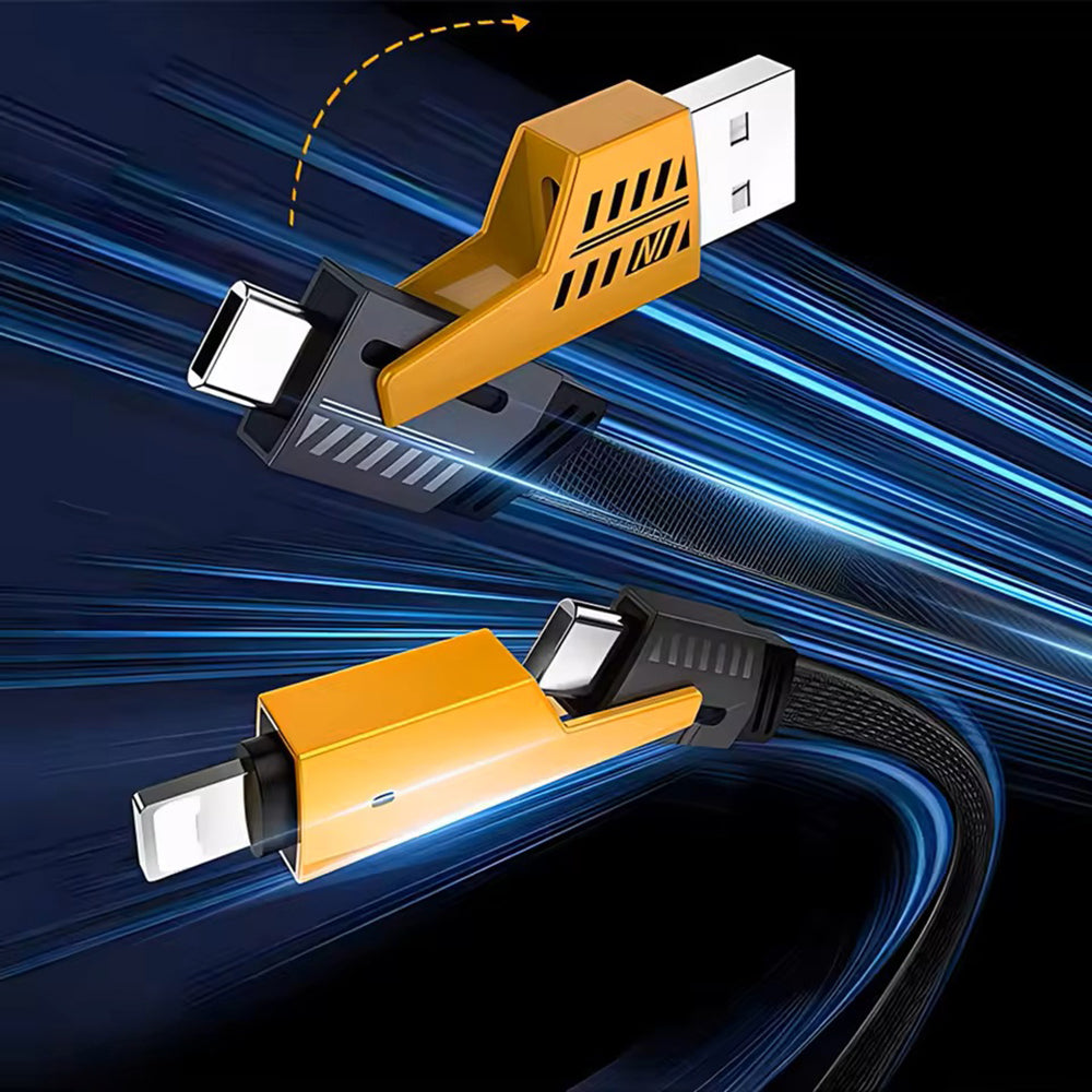 1M Data Cable 4-in-1 PD65W Multi-Function Type-C Charging Cable Fast Charger Cable for iPhone/Samsung/Android Phones
