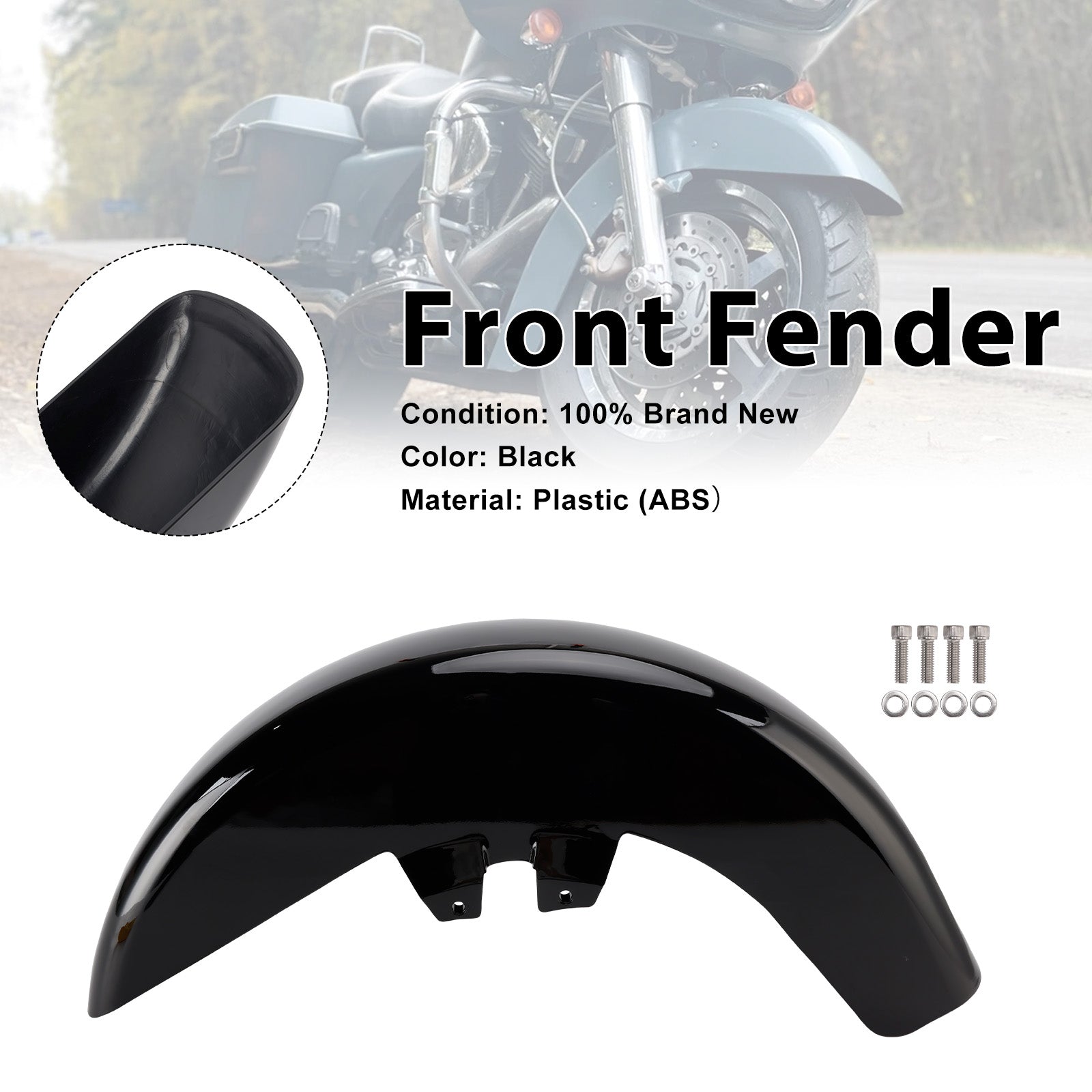 ABS Front Fender For Touring Electra Glide Road King 1989-2013 Black