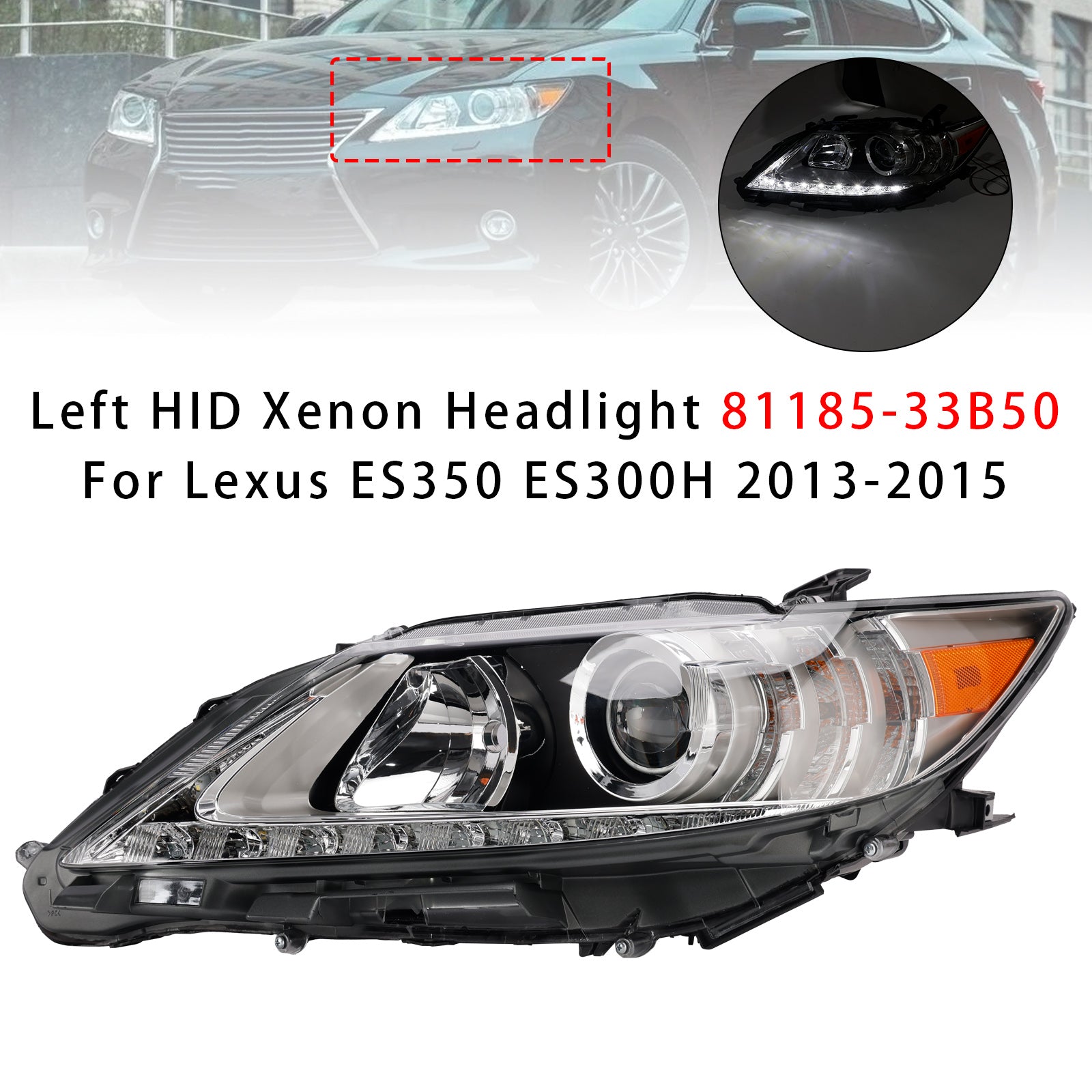 Left Hid Xenon Headlight 81185-33B50 For Lexus Es350 Es300H 2013-2015