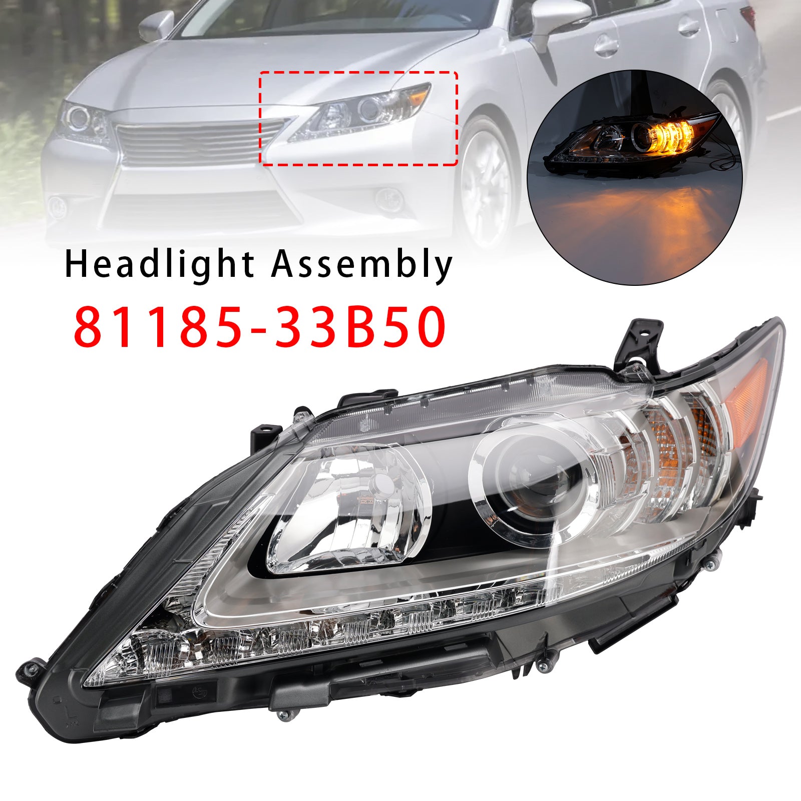 Left Hid Xenon Headlight 81185-33B50 For Lexus Es350 Es300H 2013-2015