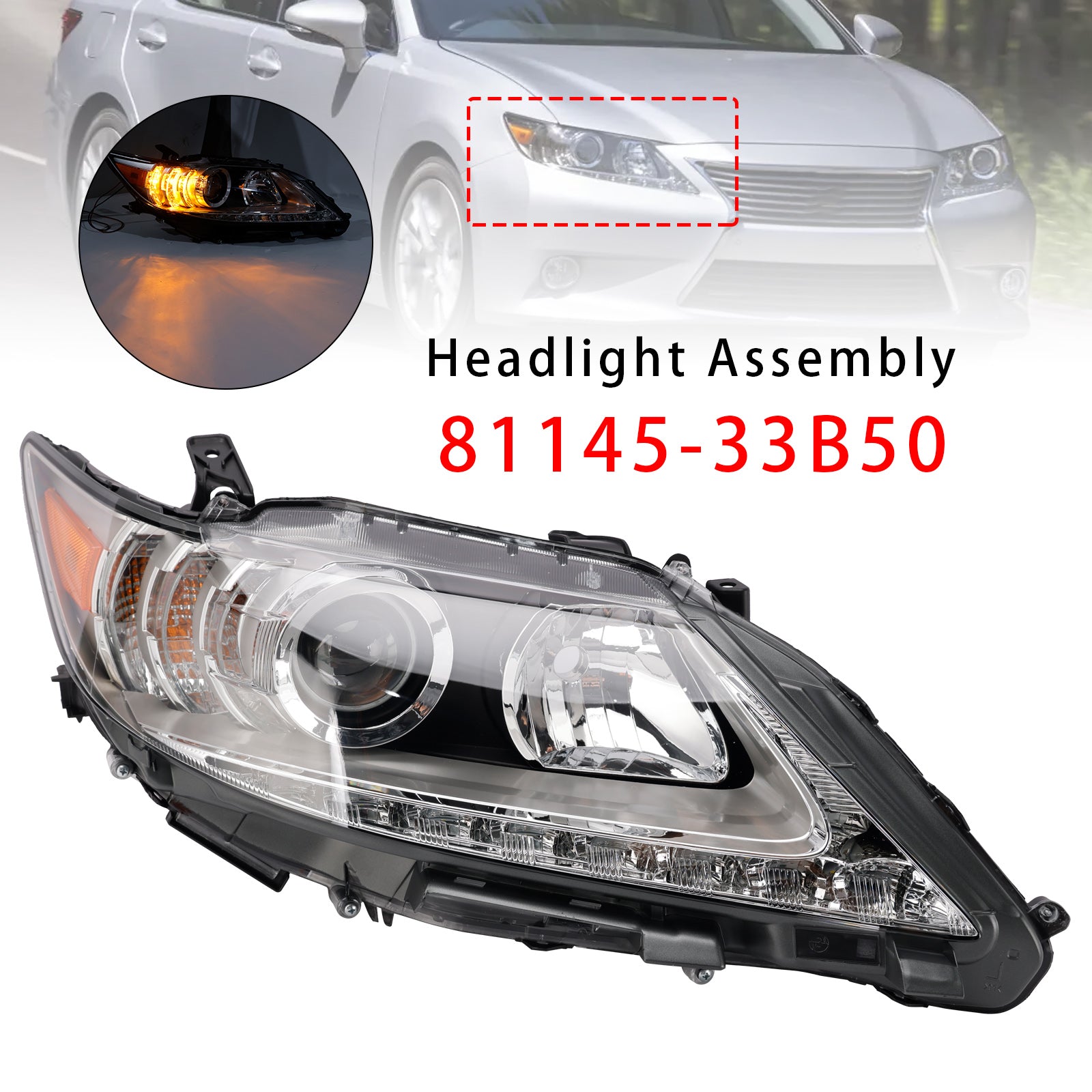 Right Hid Xenon Headlight 81145-33B50 For Lexus Es350 Es300H 2013-2015