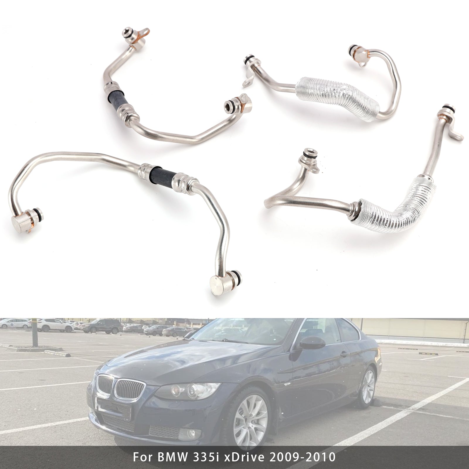 4PCS Turbo Charger Coolant Hose Line Kit For BMW 335i xDrive 335is 335xi 335is