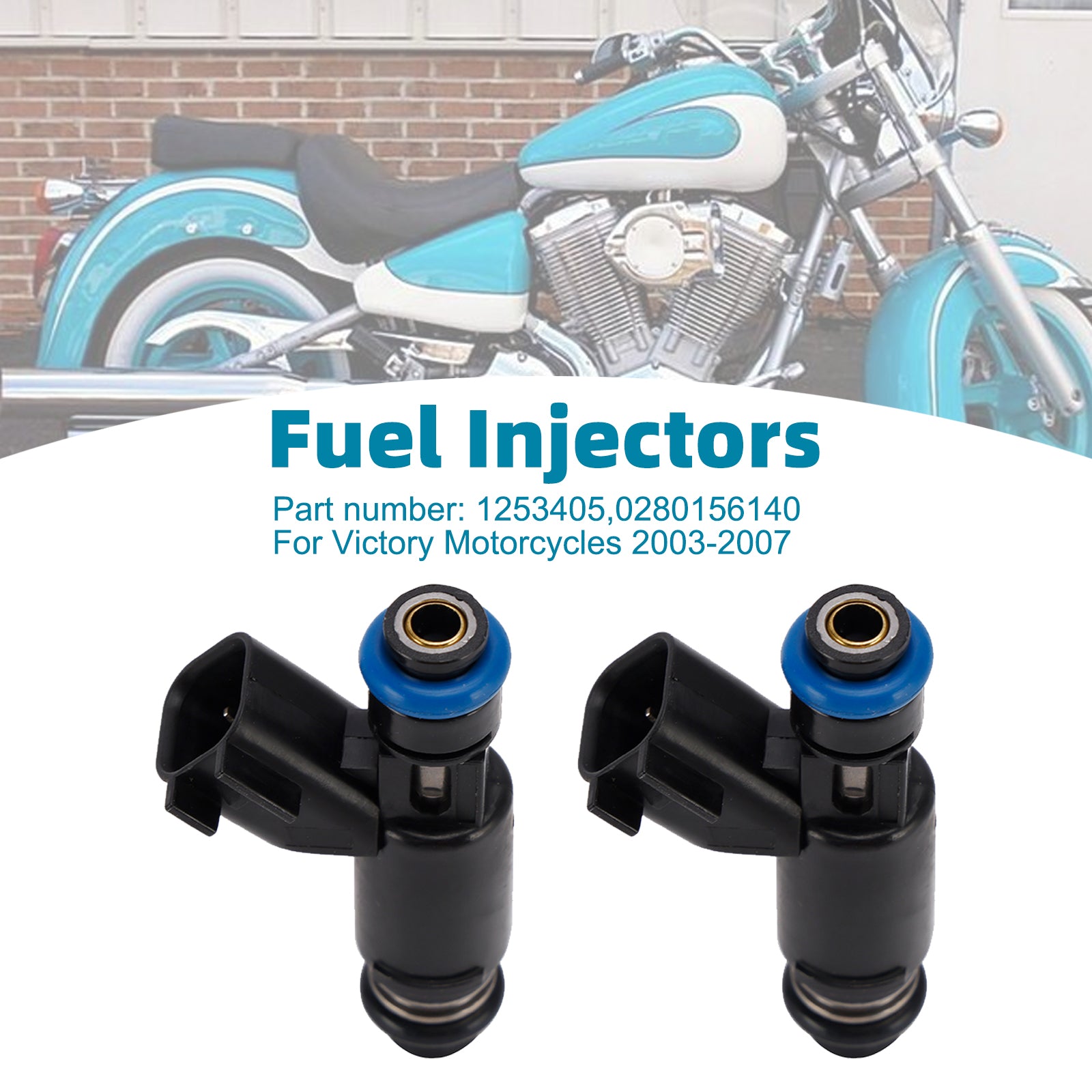 2PC Fuel Injectors 1253405 0280156140 For Victory Motorcycles 2003-2007