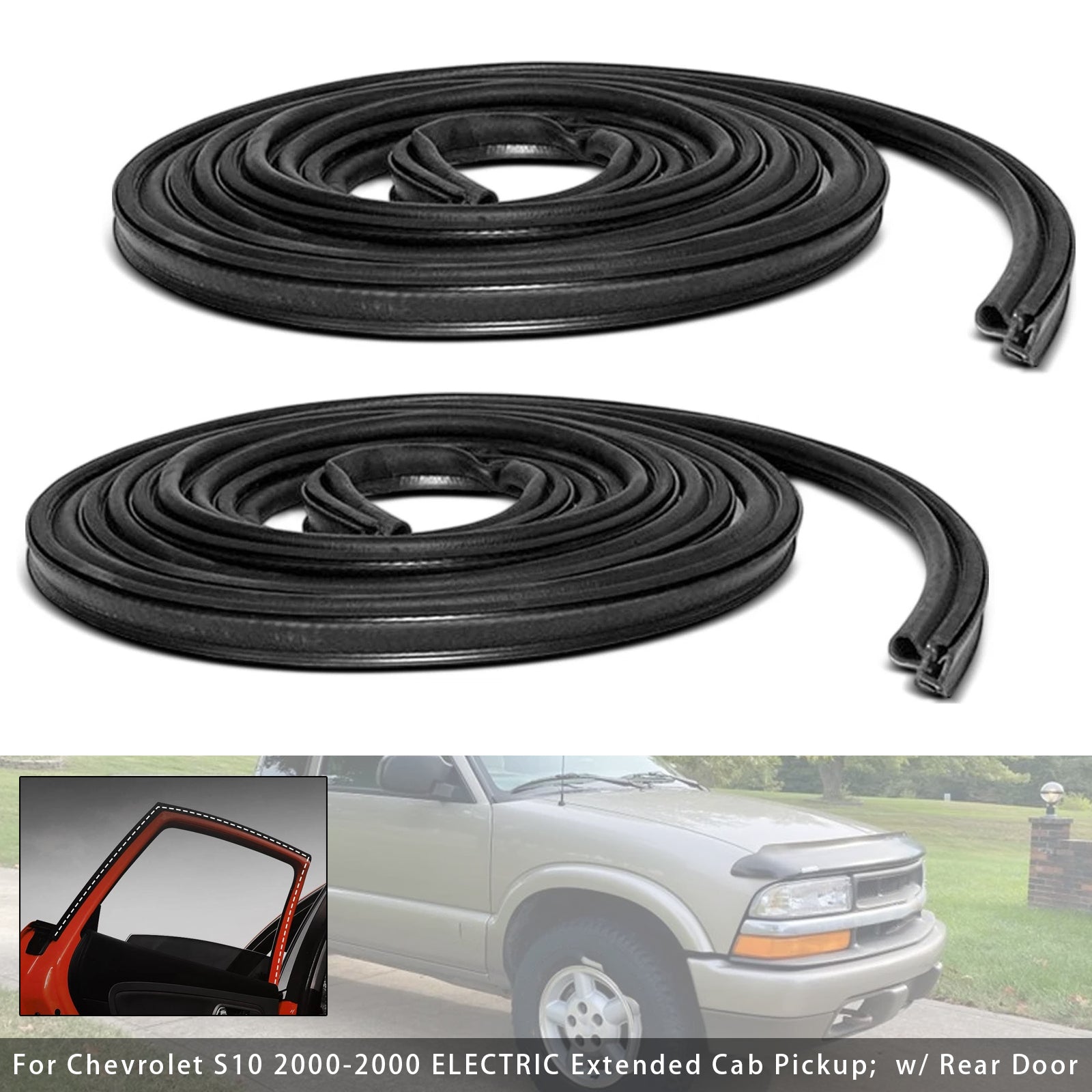 2Pcs Front Left+Right Door Weatherstrip Seal For Chevy Colorado S10 GMC Sonoma