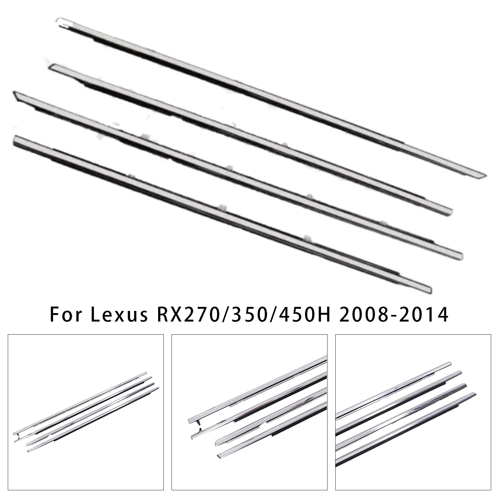 4Pcs Car Outer Window Weatherstrip Seal Belt For Lexus RX270/350/450H 2008-2014