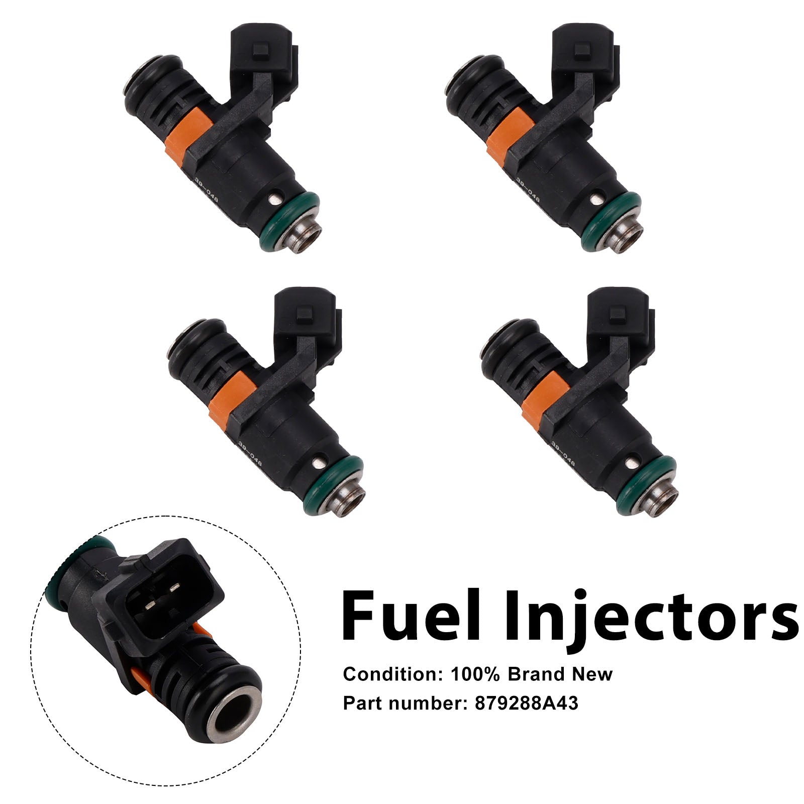 4PC 879288A43 Fuel Injectors For Mercruiser Sterndrive Gas Engines 3.0L