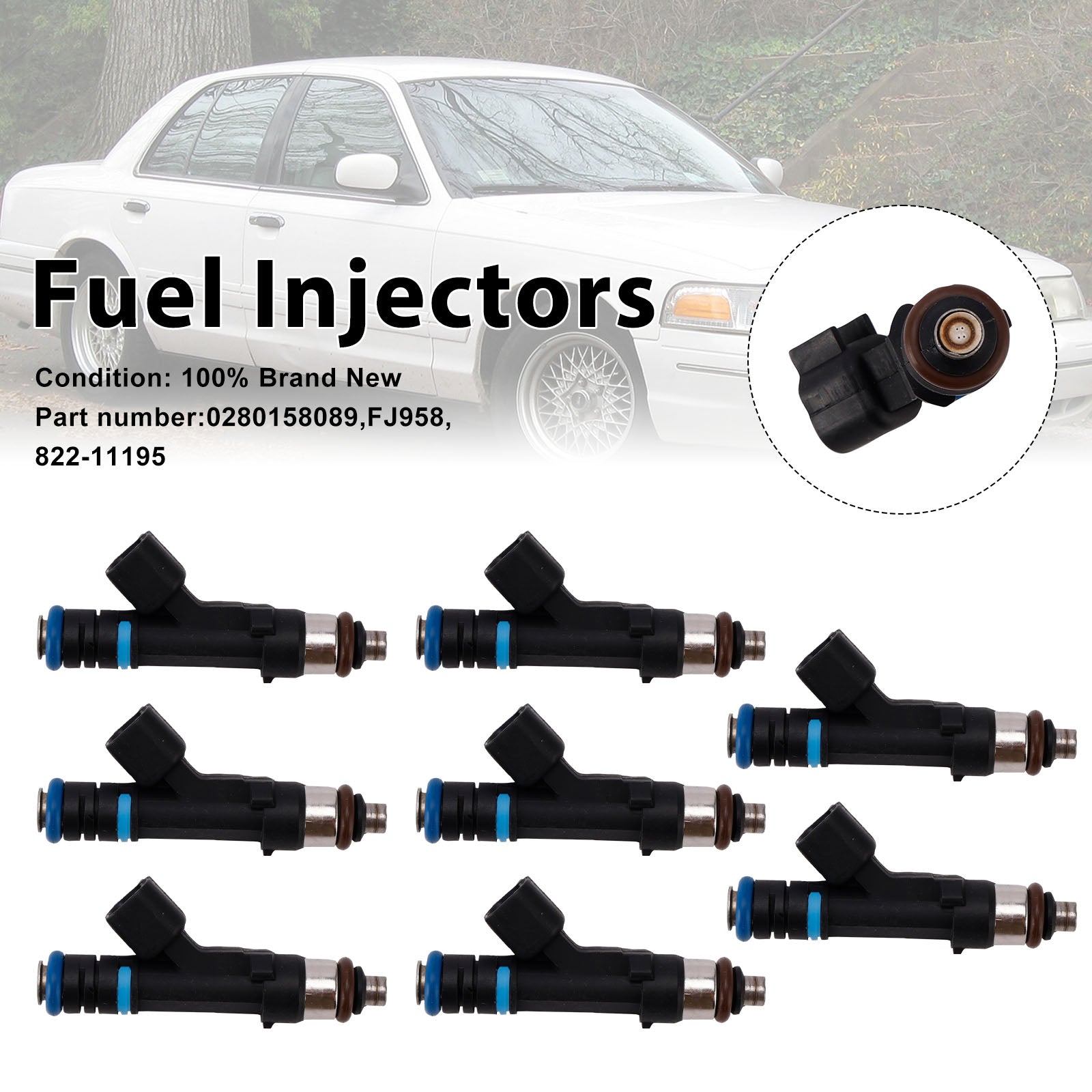 8PC 822-11195 Fuel Injectors 0280158089 For Mercury Grand Marquis Ford Lincoln
