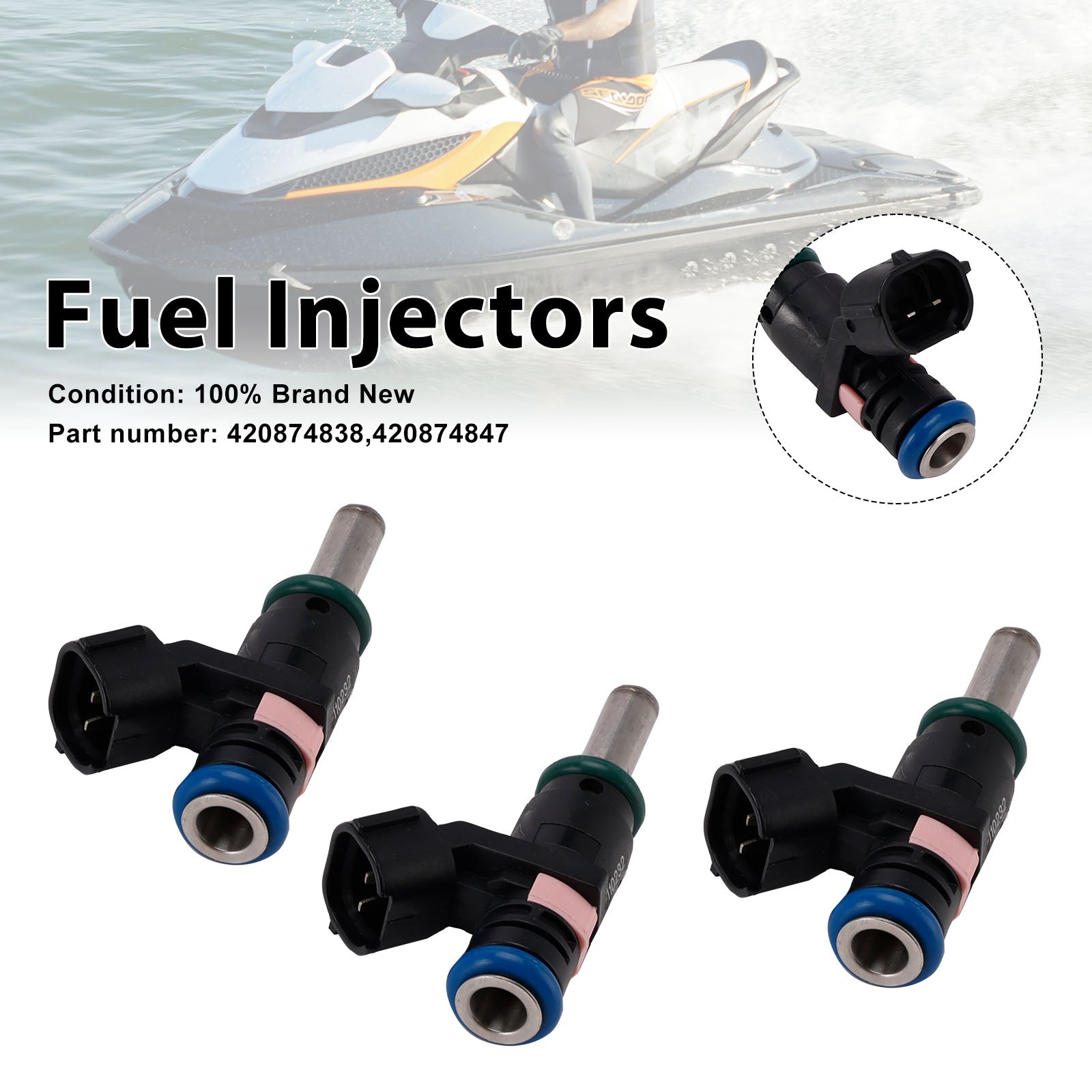 3PC 420874847 Fuel Injectors 420874838 For Sea-Doo SPARK GTR GTI GTS