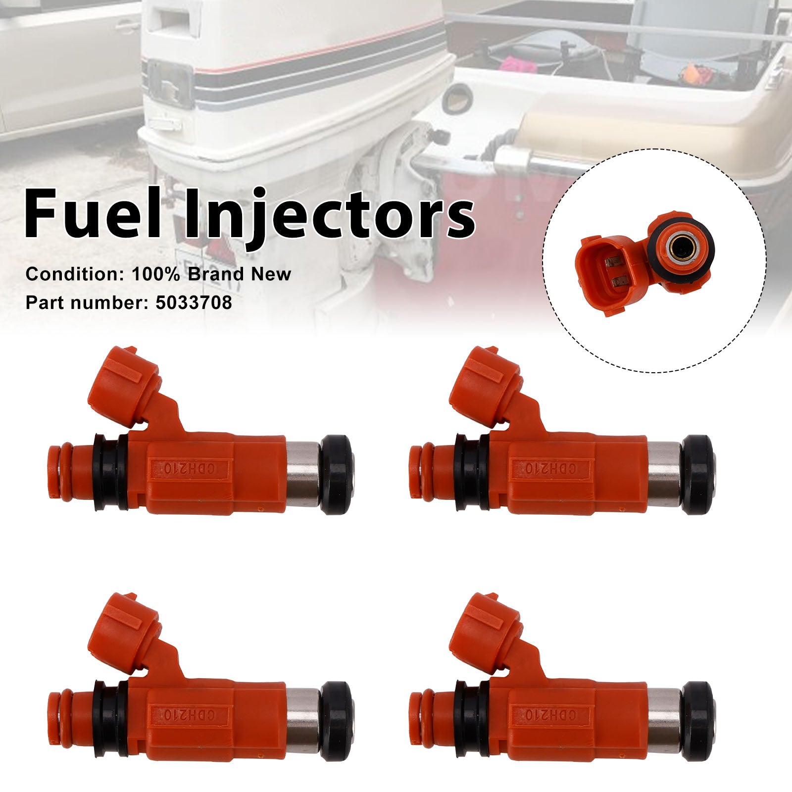 4PC Fuel Injectors 5033708 For Outboard Moto 90-115-140 HP 2003-2006