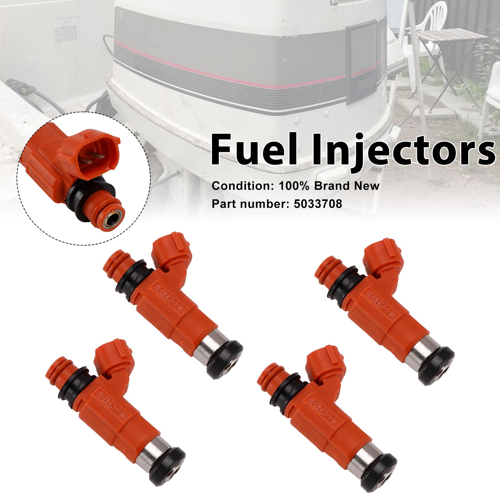 4PC Fuel Injectors 5033708 For Outboard Moto 90-115-140 HP 2003-2006