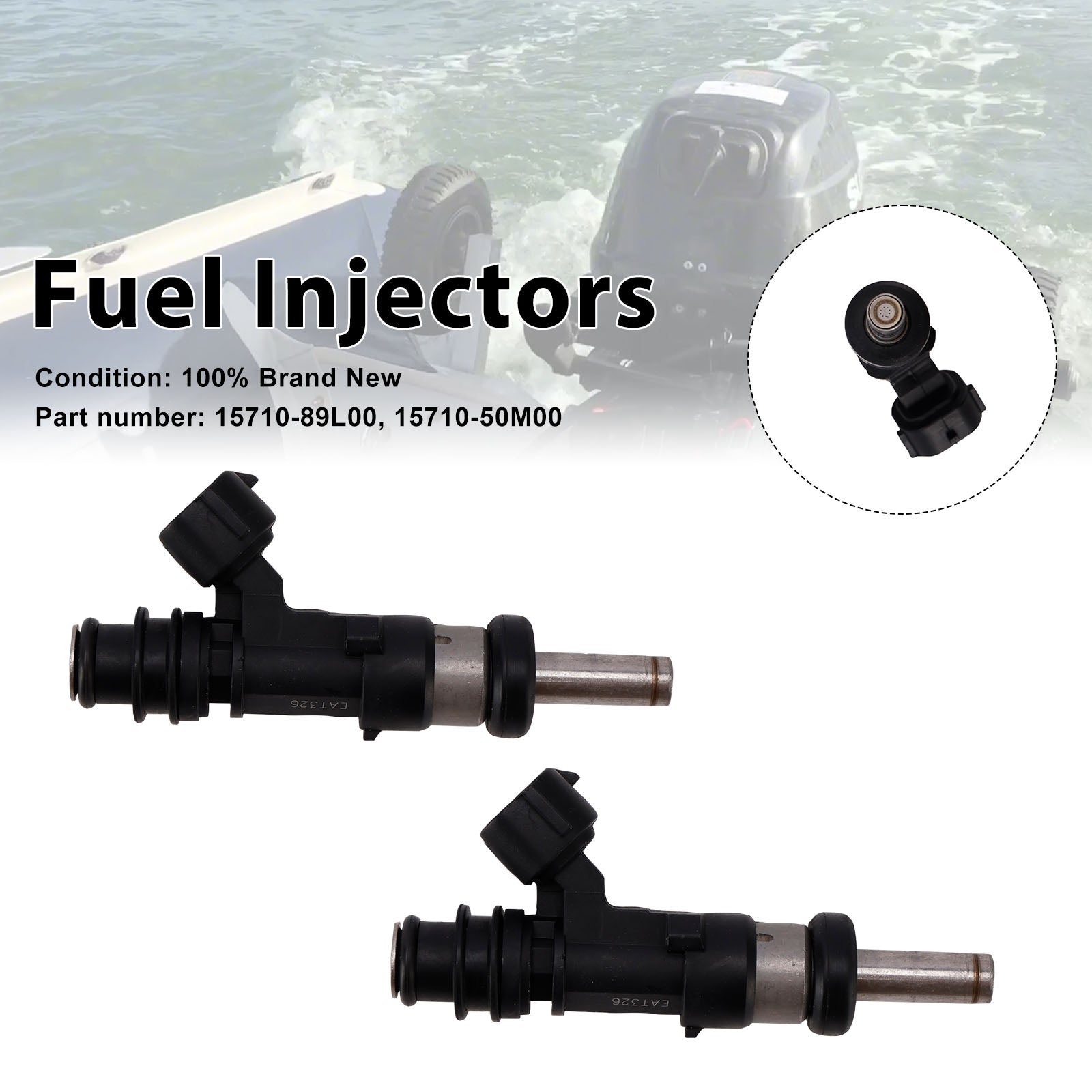2PC 15710-89L00 Fuel Injectors 15710-50M00 For Suzuki Outboard 15HP 9.9HP 20HP