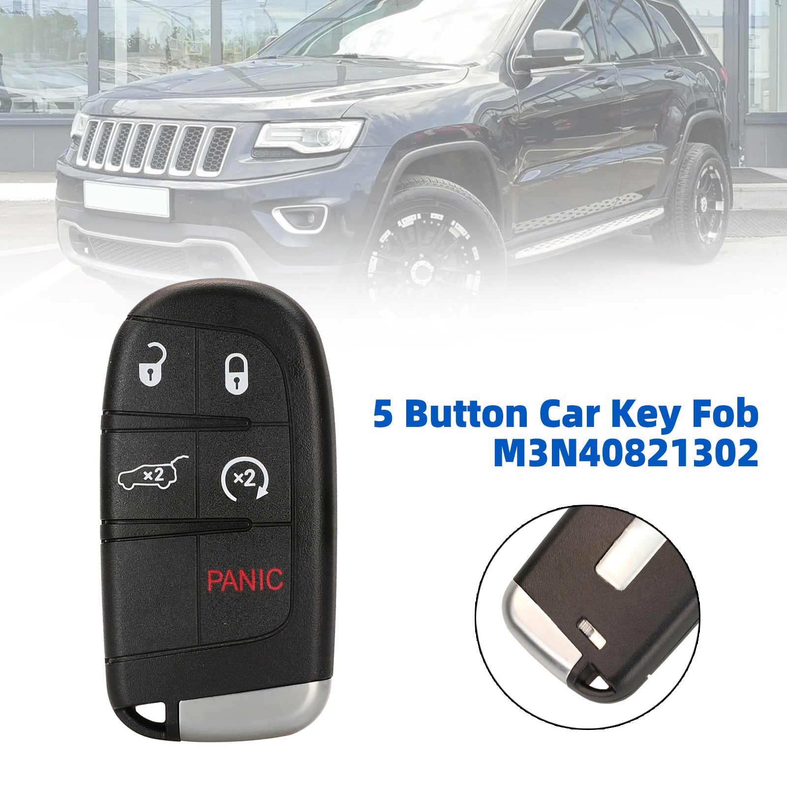 5 Button Car Key Fob M3N40821302 433Mhz ID46 Chip For Jeep Grand Cherokee 2014-2020