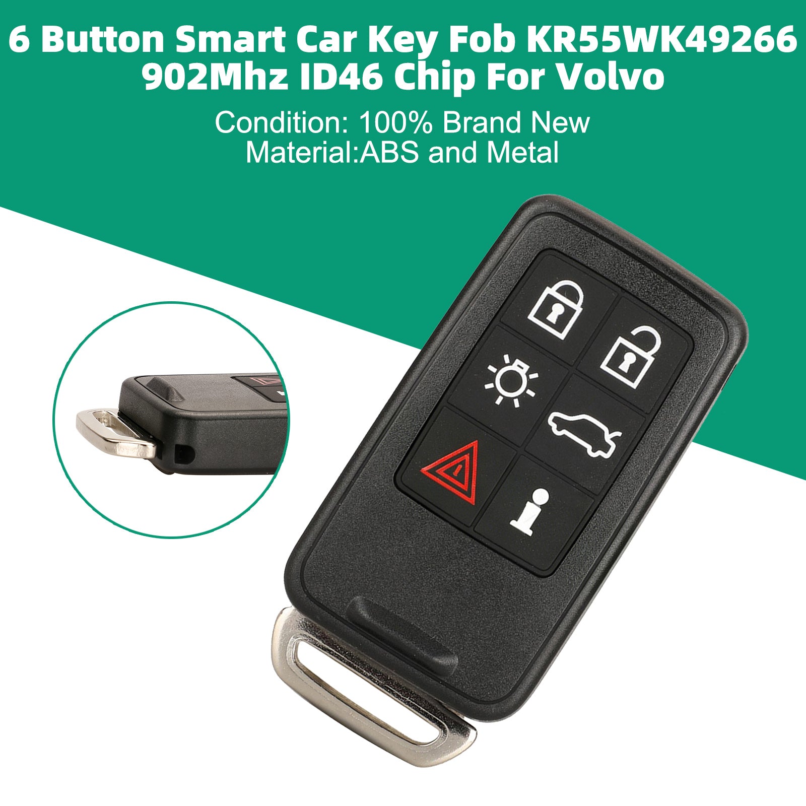 6 Button Smart Car Key Fob KR55WK49266 902Mhz ID46 Chip For Volvo
