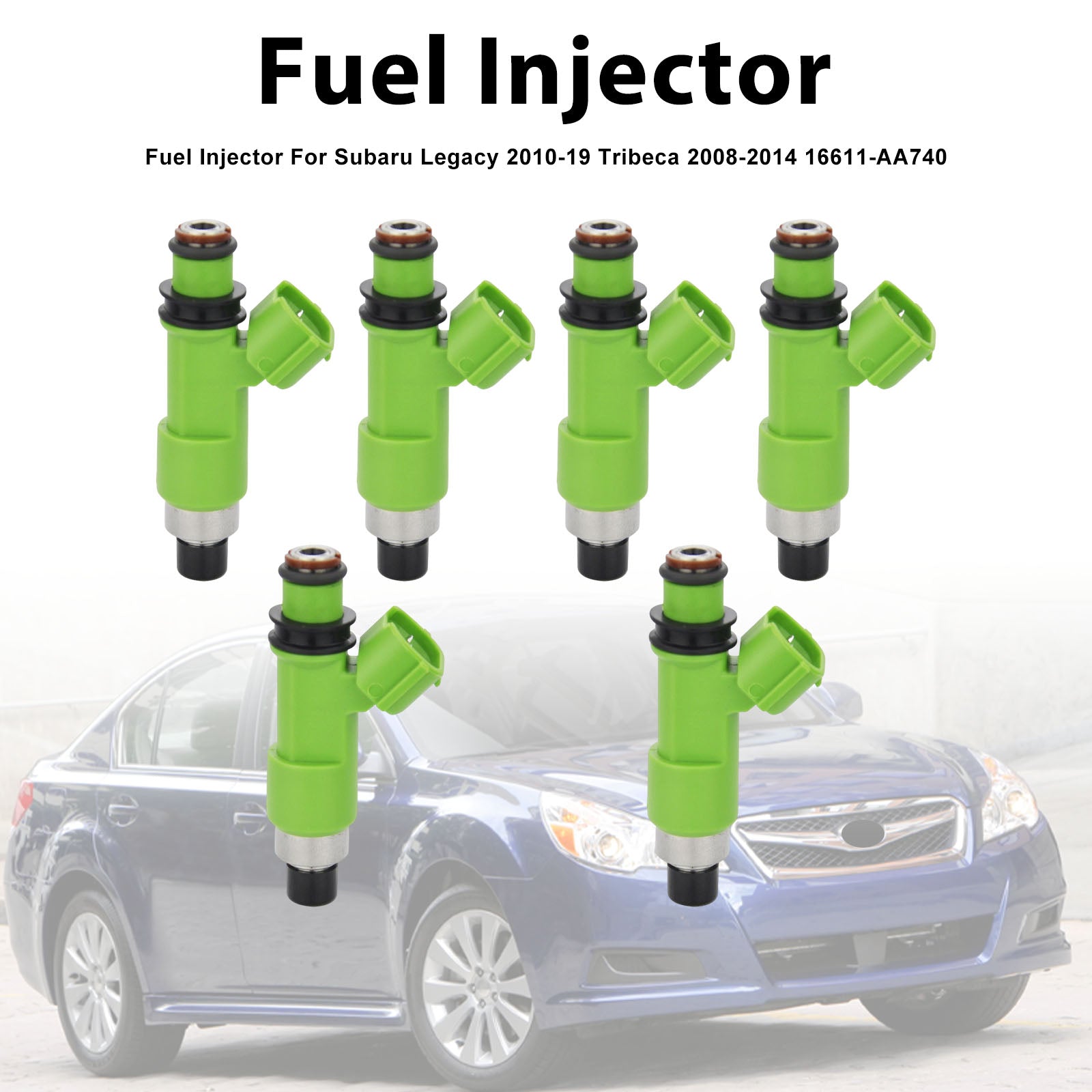 6Pcs Fuel Injector For Subaru Legacy 2010-19 Tribeca 2008-2014 16611-AA740