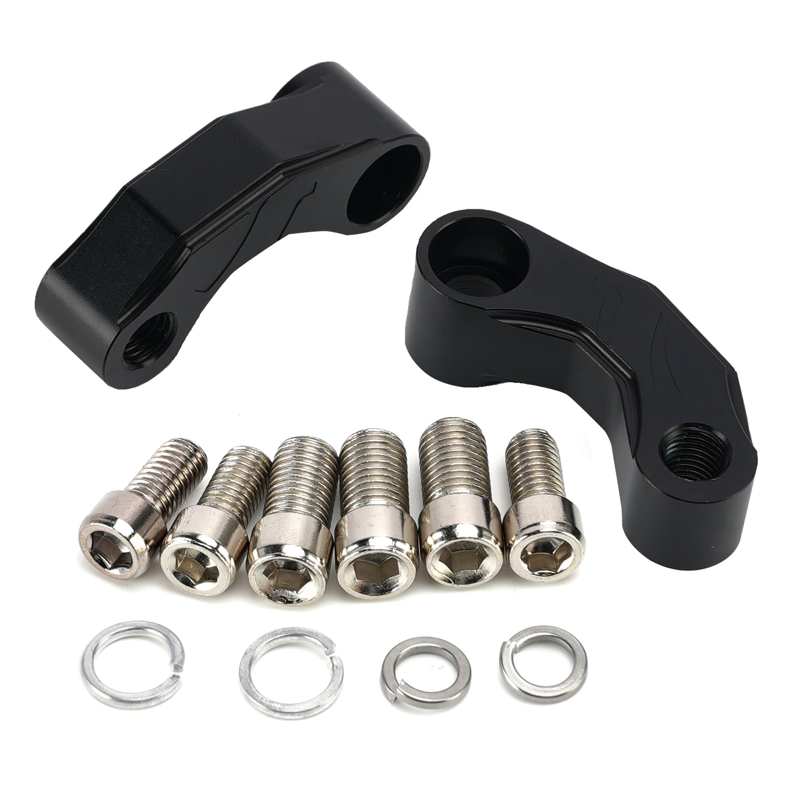 Pair Black Aluminum Mirror Extenders Risers Extension 10mm Universal Fit