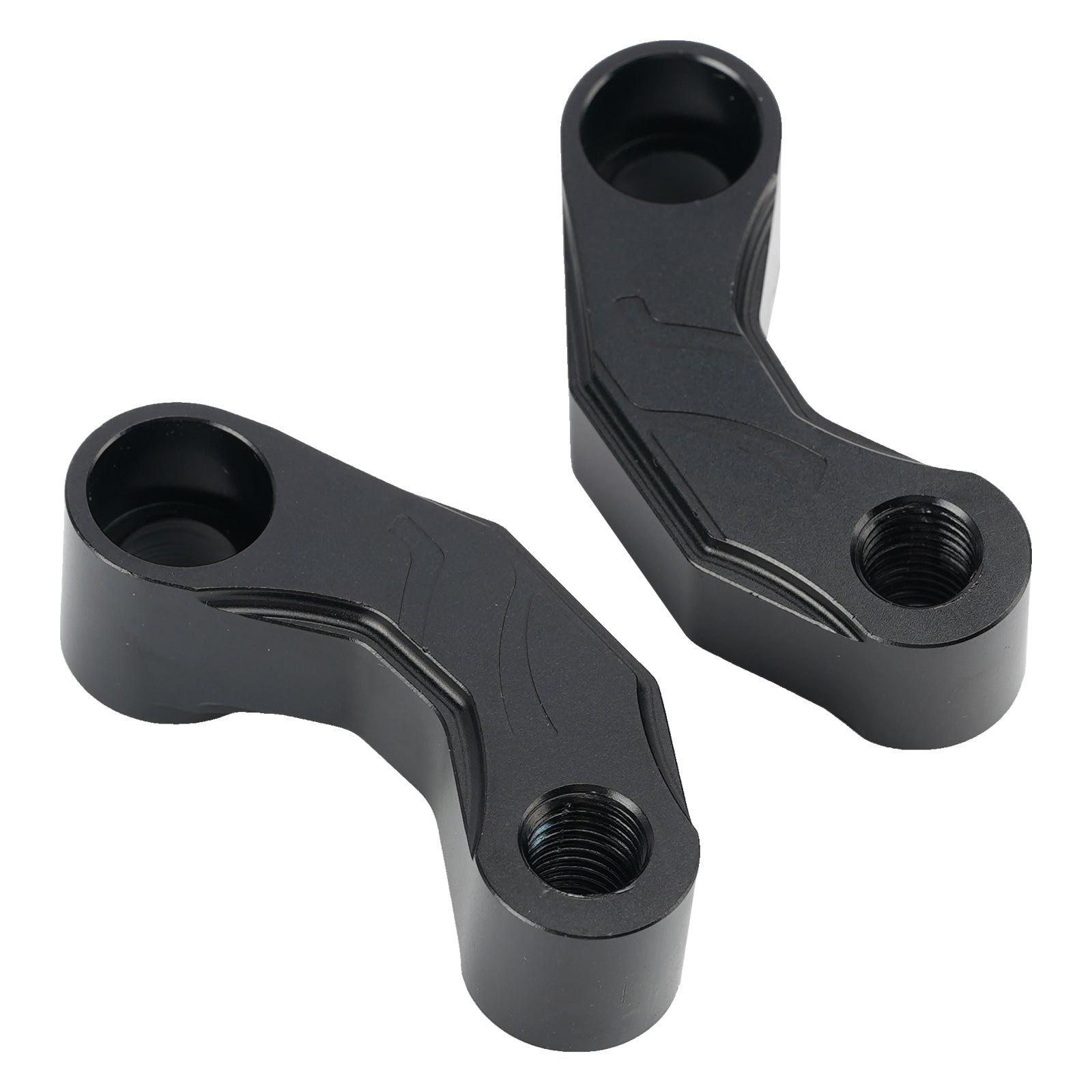 Pair Black Aluminum Mirror Extenders Risers Extension 10mm Universal Fit