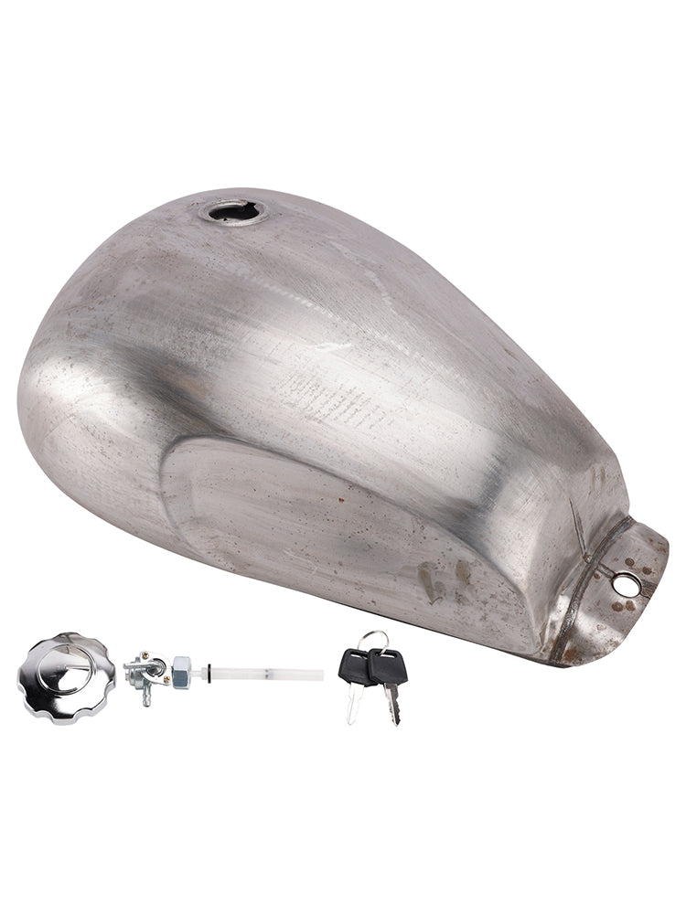 Scrambler Style Motorcycle Fuel Gas Tank 11L with Kneedents Bare Metal Unpainted