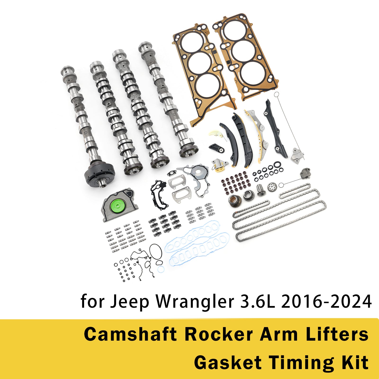 Camshaft Rocker Arm Lifters Gasket Timing Kit for Jeep Wrangler 3.6L 2016-2024