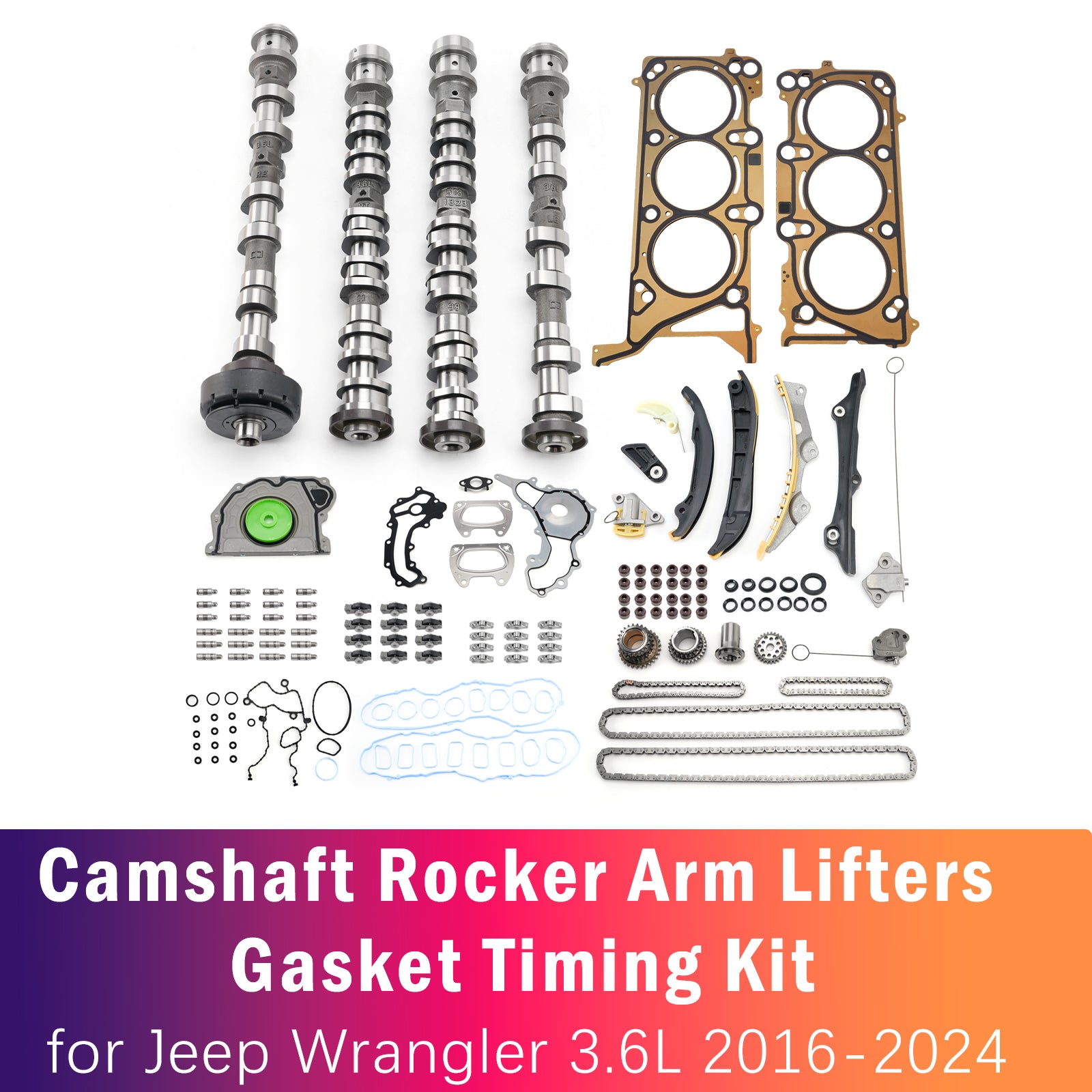 Camshaft Rocker Arm Lifters Gasket Timing Kit for Jeep Wrangler 3.6L 2016-2024