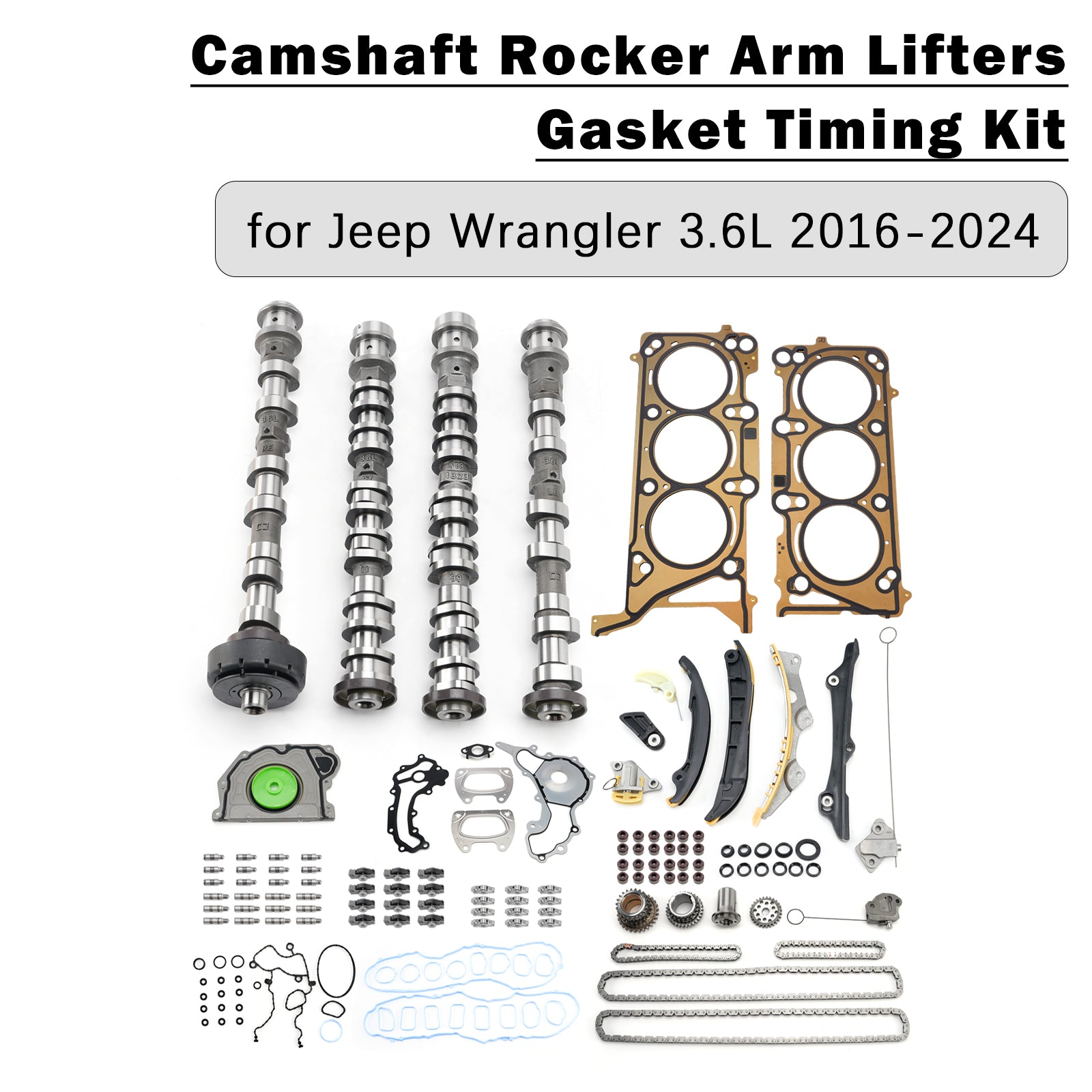 Camshaft Rocker Arm Lifters Gasket Timing Kit for Jeep Wrangler 3.6L 2016-2024