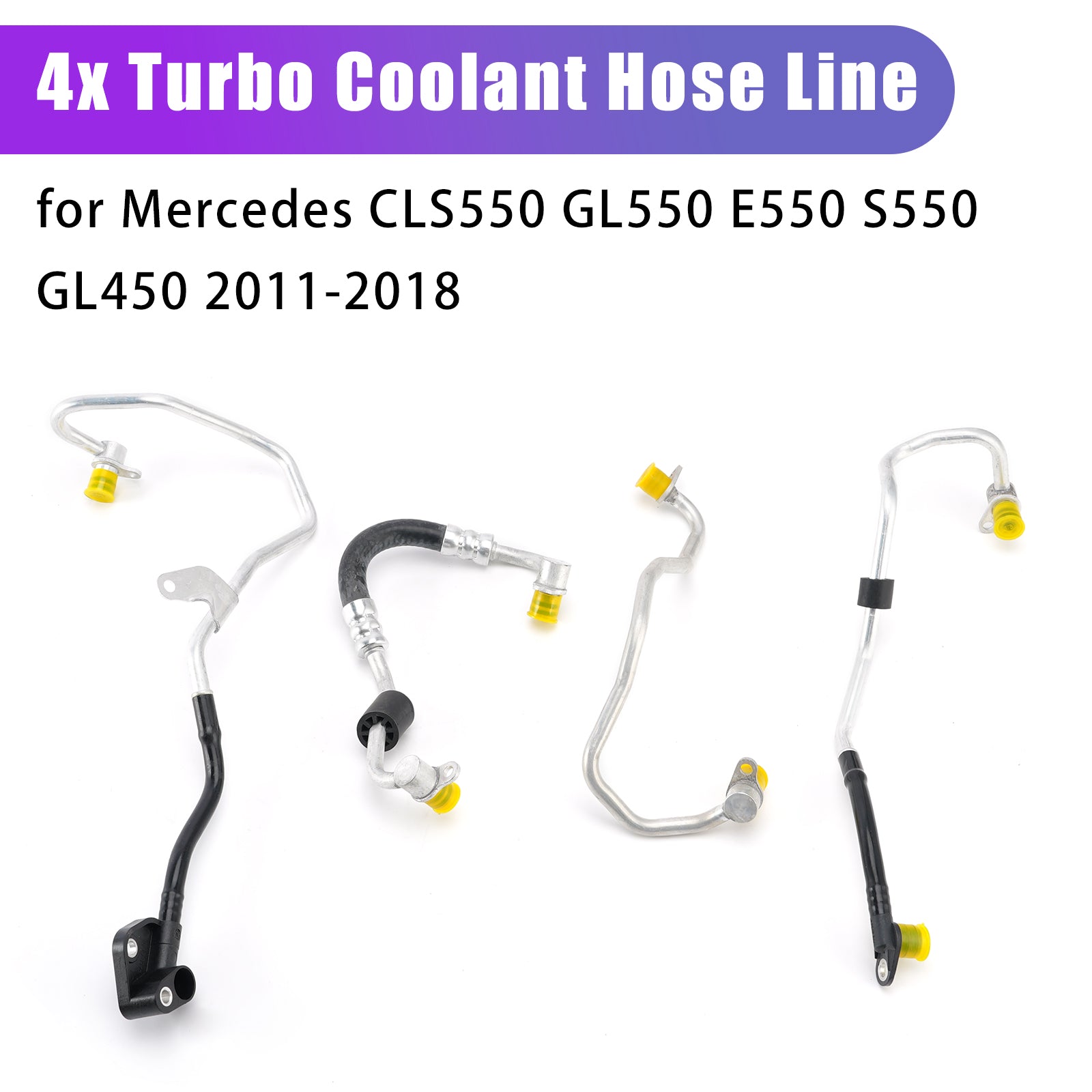4x Turbo Coolant Hose Line for Mercedes CLS550 GL550 E550 S550 GL450 2011-2018