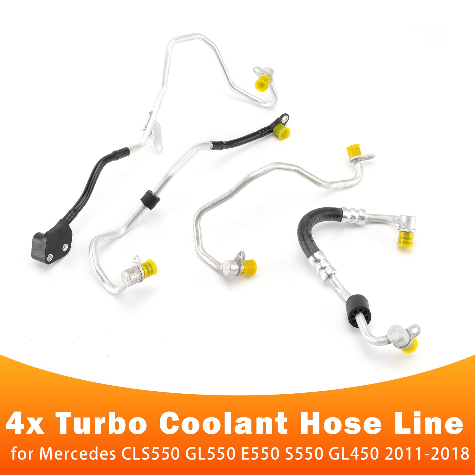 4x Turbo Coolant Hose Line for Mercedes CLS550 GL550 E550 S550 GL450 2011-2018