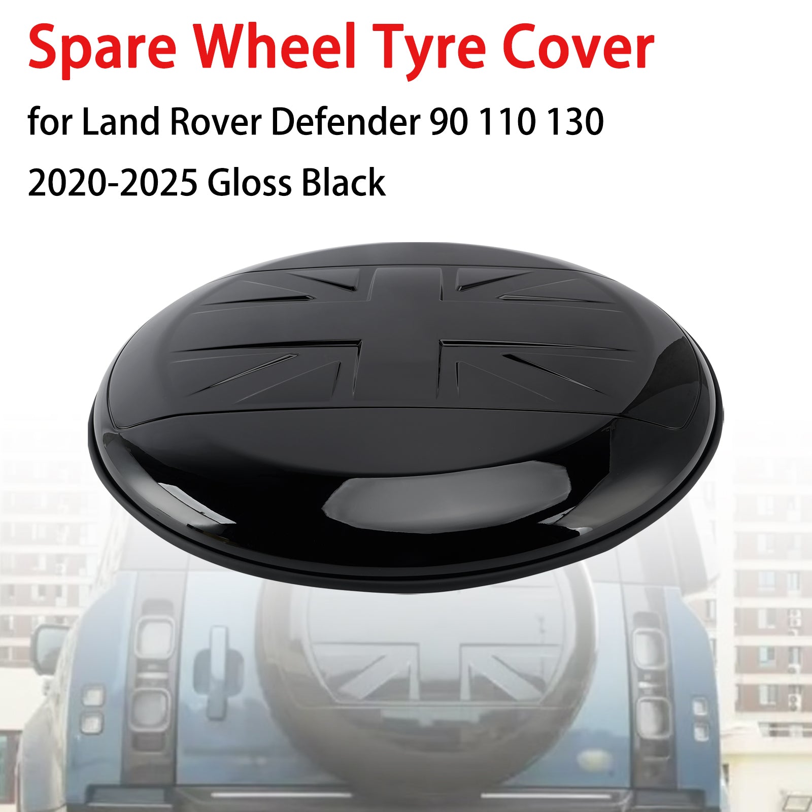 Spare Wheel Tyre Cover for Land Rover Defender 90 110 130 2020-2025 Gloss Black