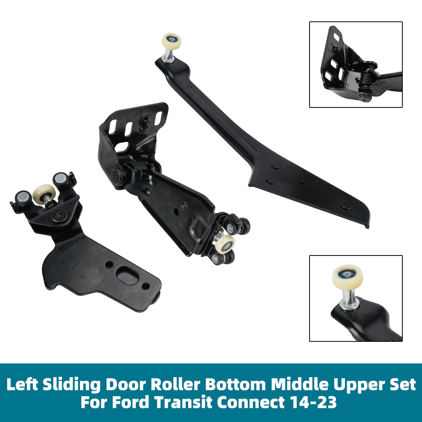 Left Sliding Door Roller Bottom Middle Upper Set For Ford Transit Connect