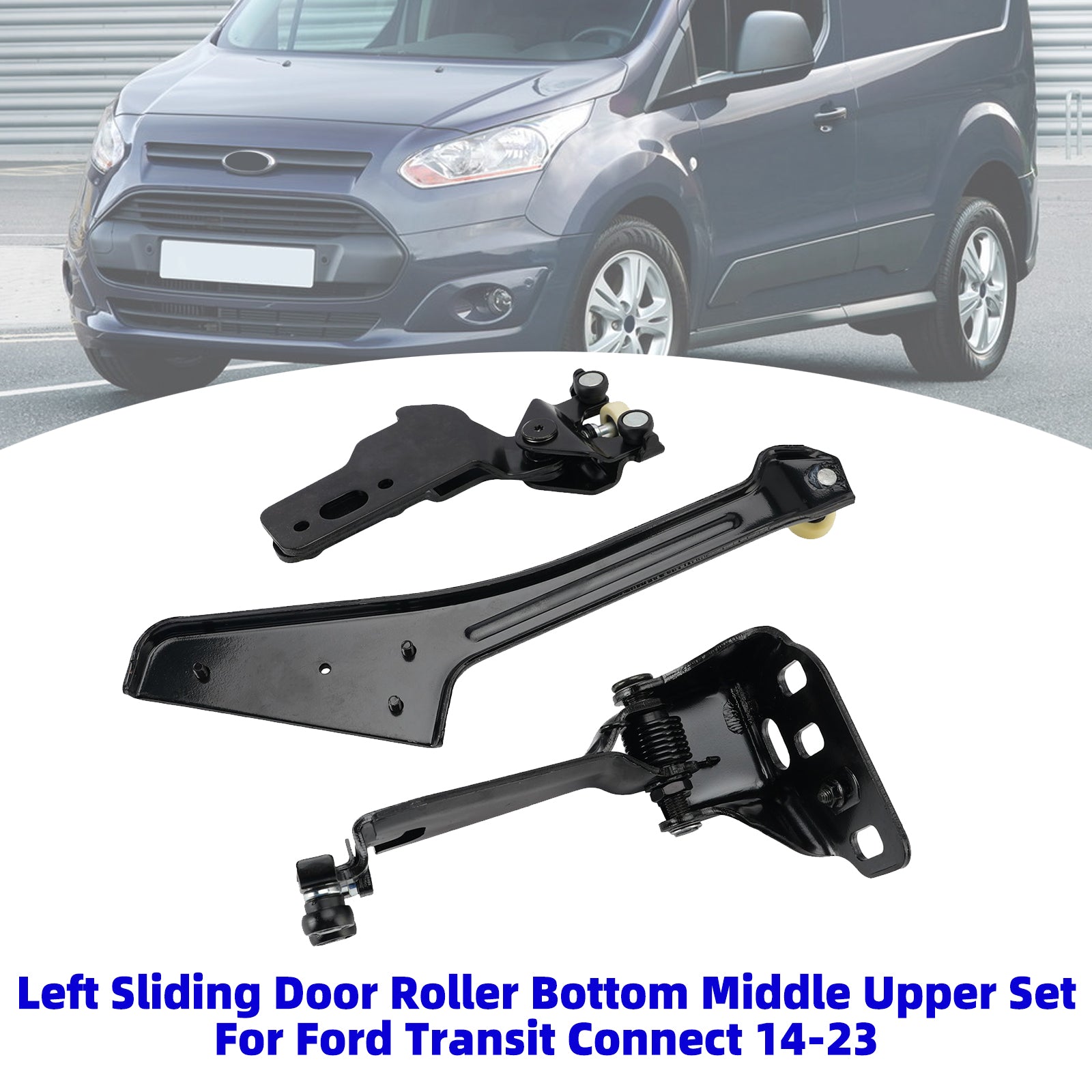 Left Sliding Door Roller Bottom Middle Upper Set For Ford Transit Connect