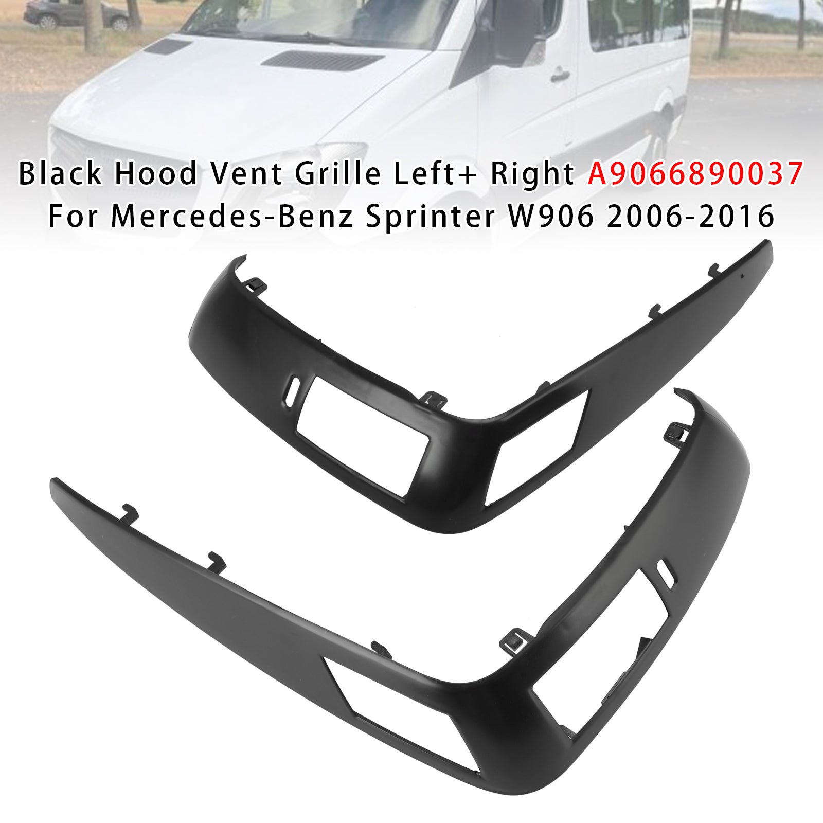 Black Hood Vent Grille Left+ Right For Mercedes-Benz Sprinter W906 2006-2016
