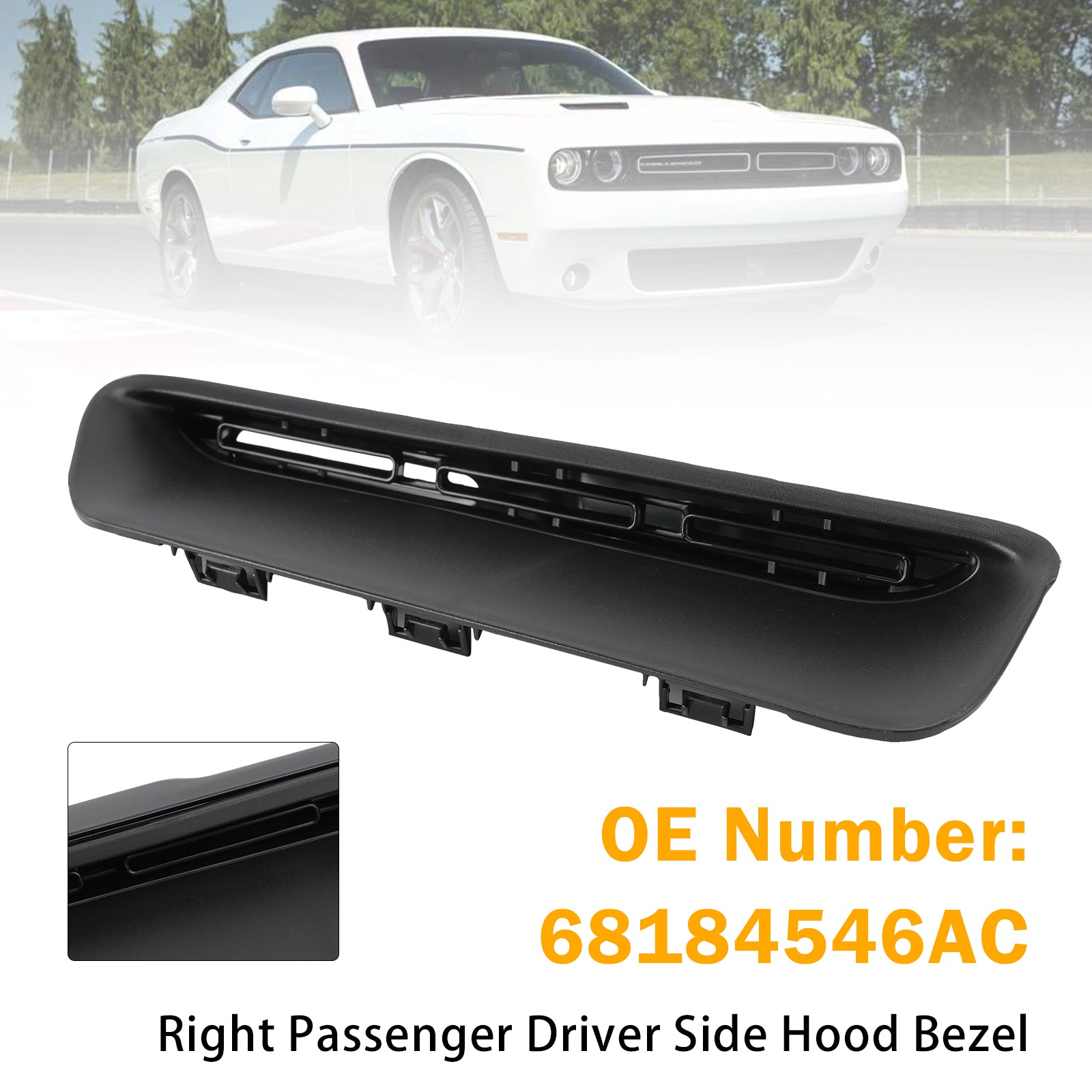 Right Passenger Side Hood Bezel 68184546AC For Dodge Challenger 2015-2023