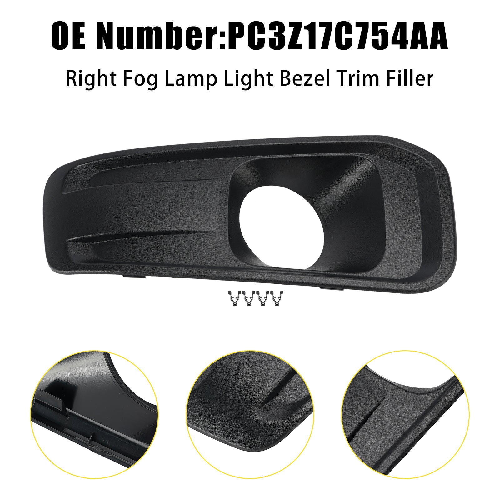 Right Fog Lamp Light Bezel PC3Z17C754AA For Ford F250/350/450/550 2023-2025