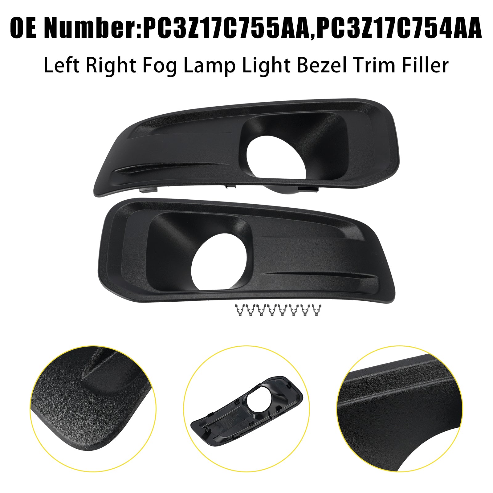 Left Right Fog Lamp Light Bezel Trim Filler For Ford F250/350/450/550 2023-2025