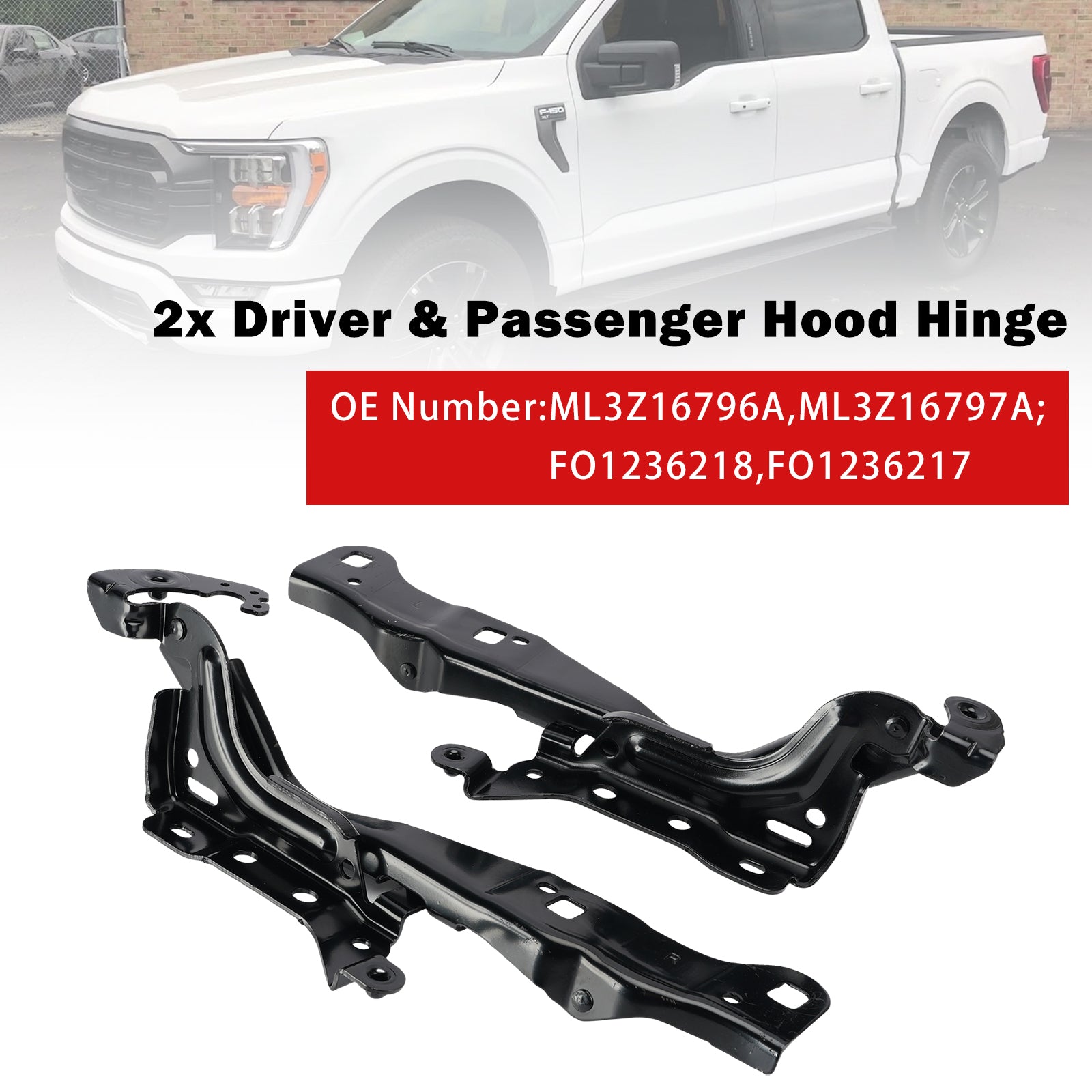 2x Driver & Passenger Hood Hinge for Ford F-150 Limited Lariat Raptor 2021-2023