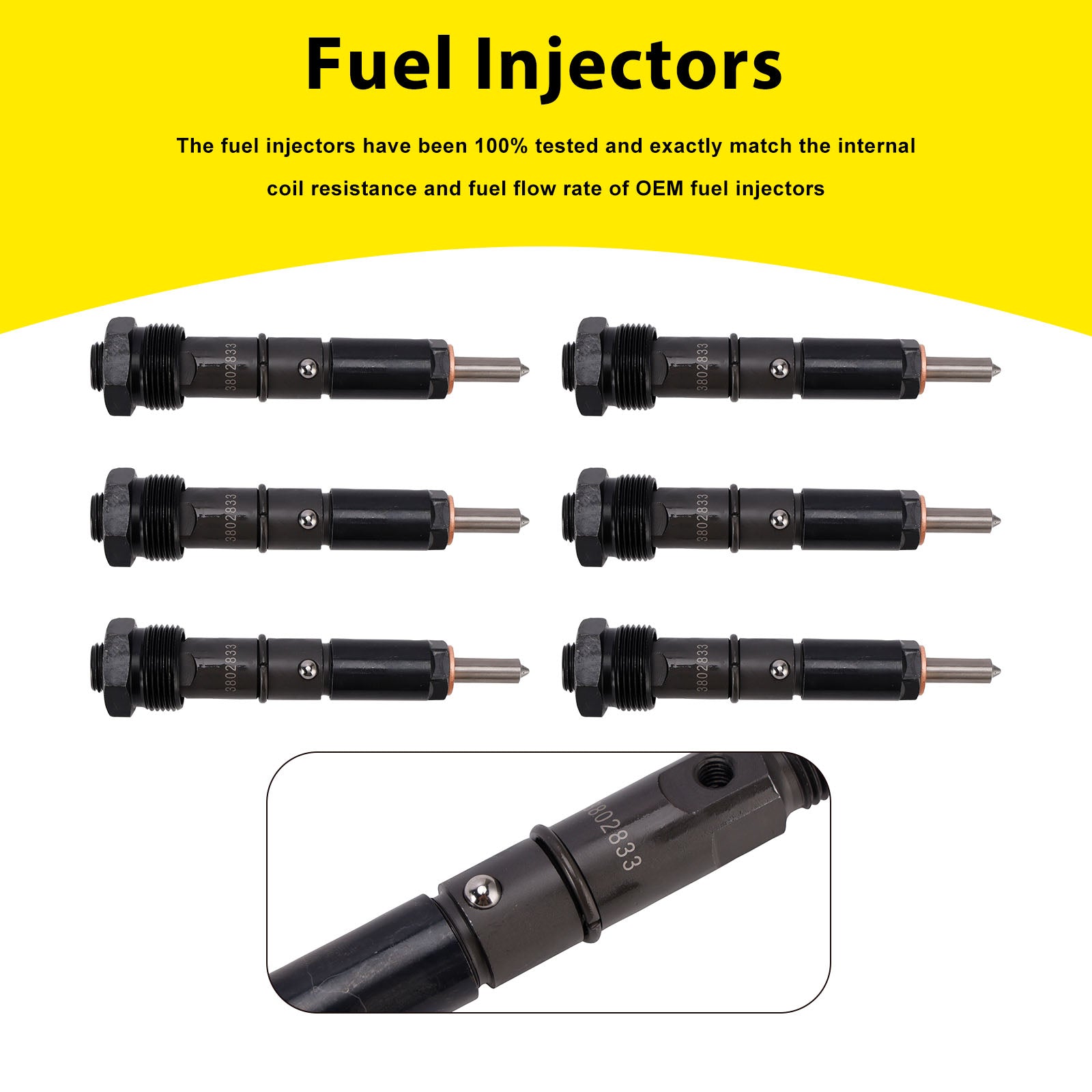 6PC 3865968 Fuel Injectors 3802833 For Cummins Marine Injector 6BTA 5.9L
