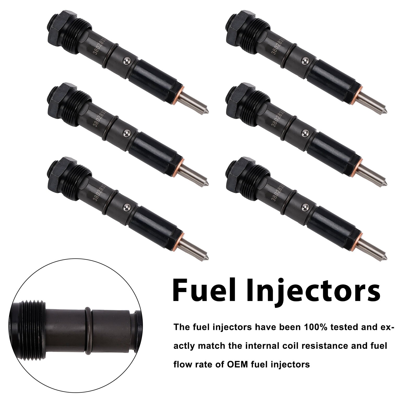 6PC 3865968 Fuel Injectors 3802833 For Cummins Marine Injector 6BTA 5.9L