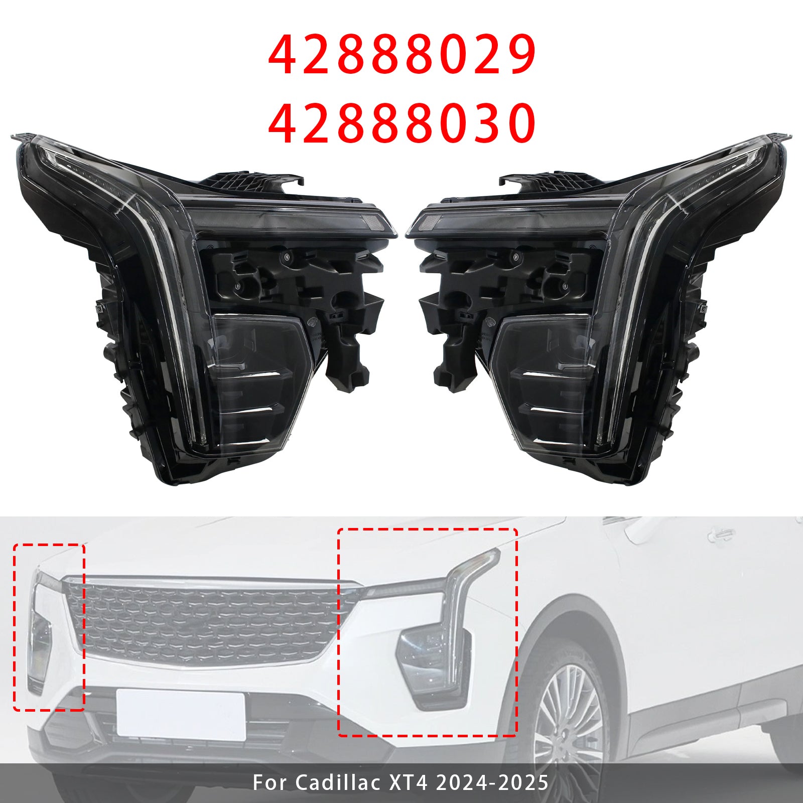 Left+Right LED Headlight Assembly 42888029 For Cadillac XT4 2024-2025